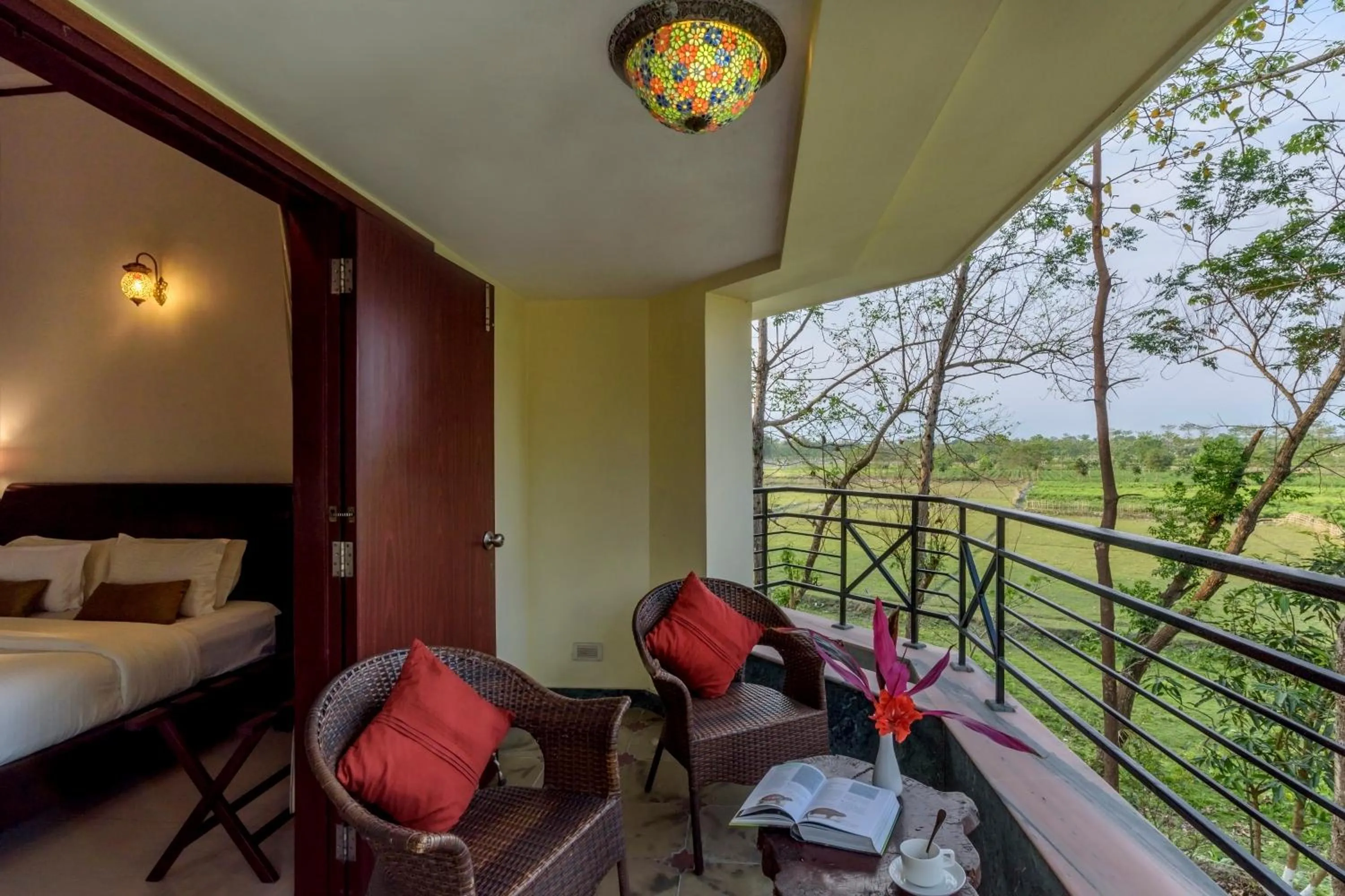 Balcony/Terrace, Bed in The Riverwood Forest Retreat Dooars - fully vaccinated staff