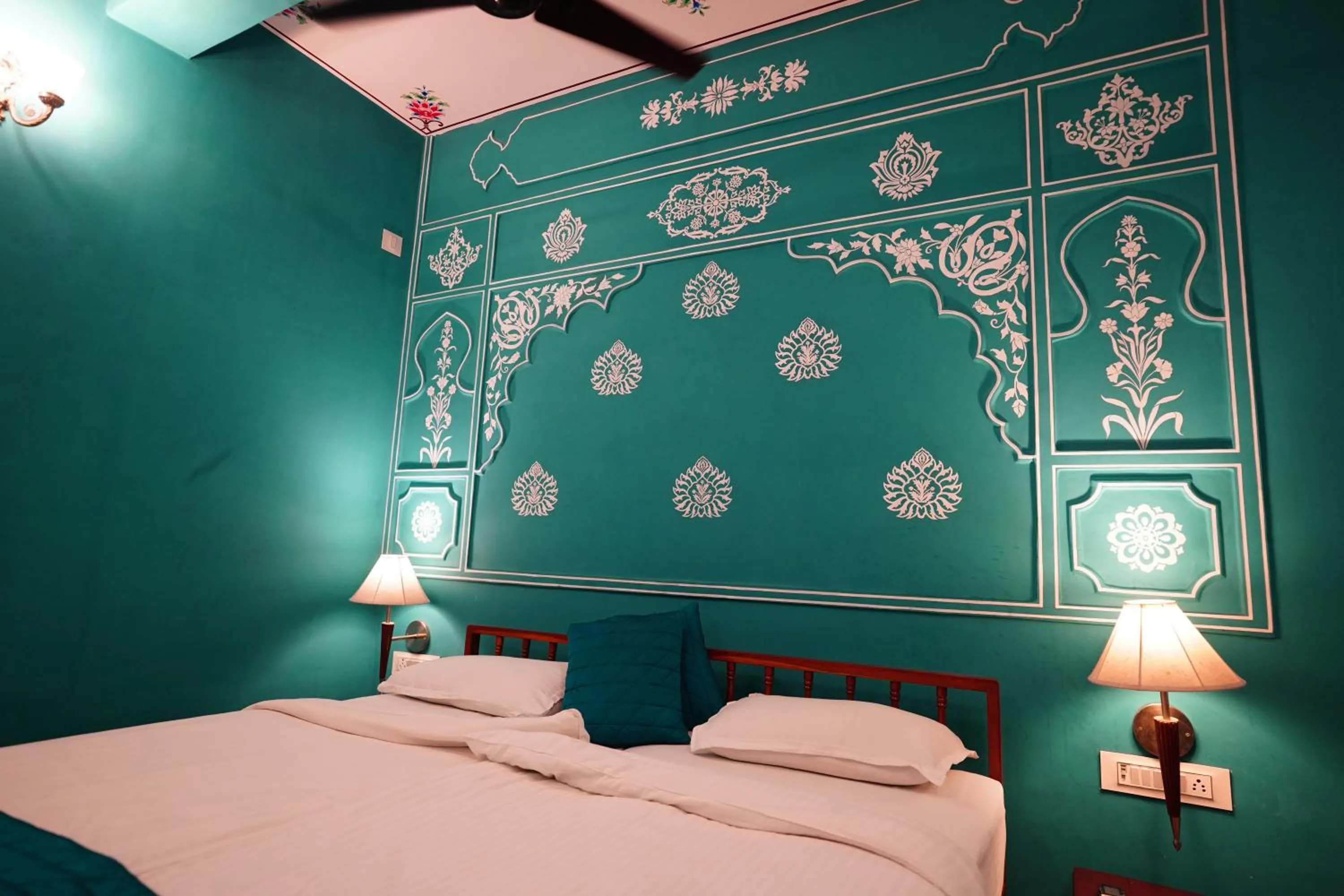 Bed in Haveli Kalwara - A Heritage Hotel