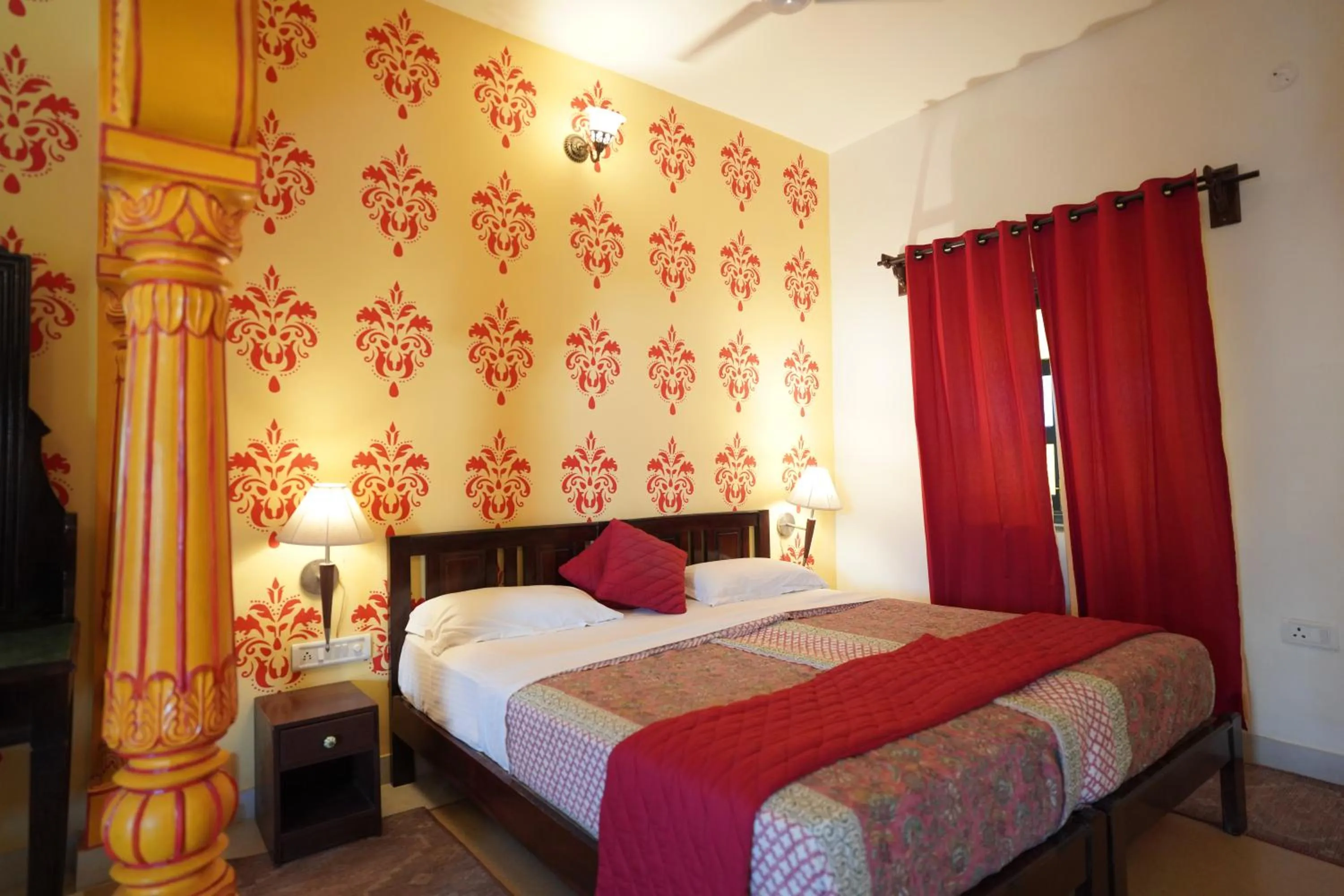 Bed in Haveli Kalwara - A Heritage Hotel