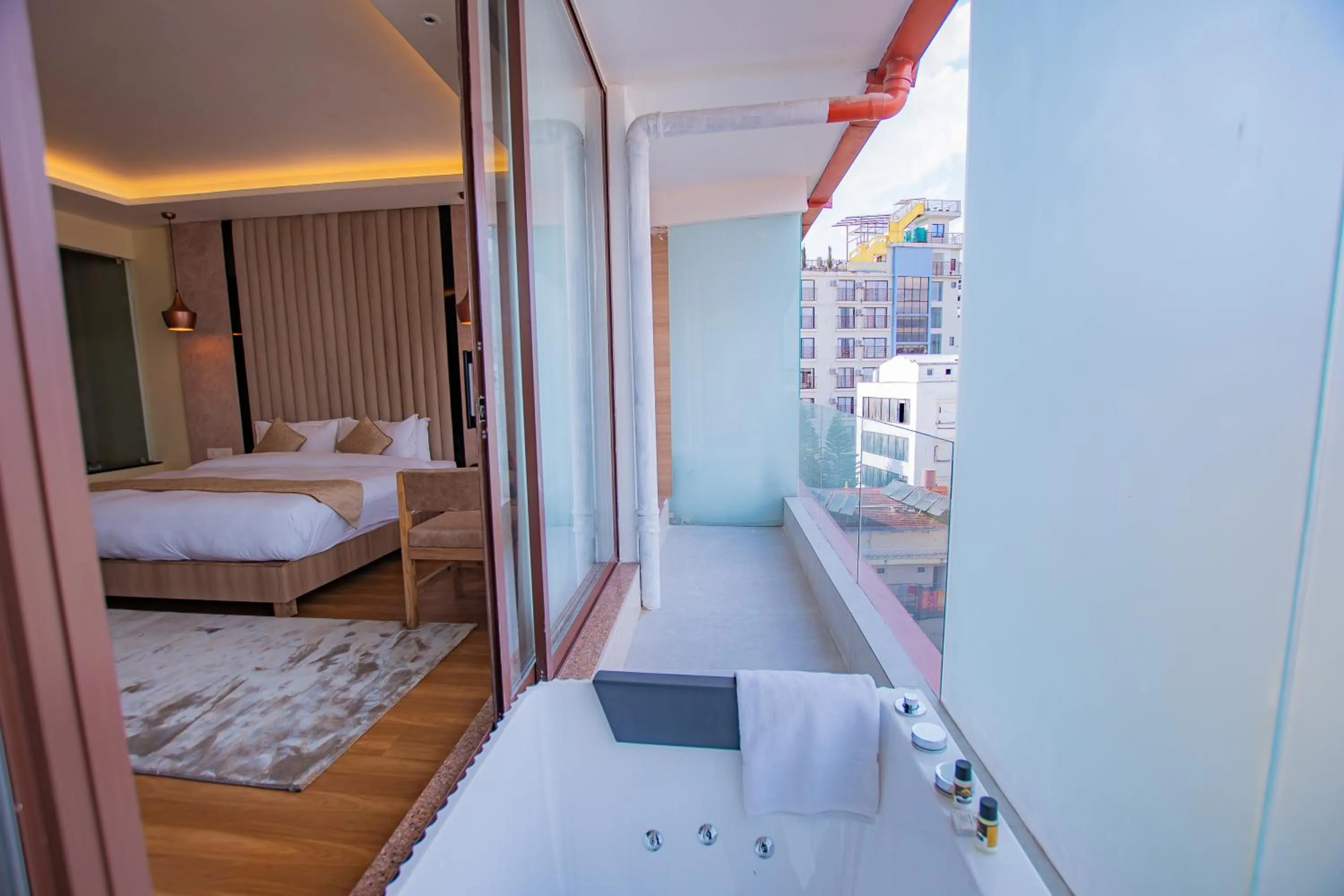 Balcony/Terrace, Bed in Temple Himalaya Hotel & Spa