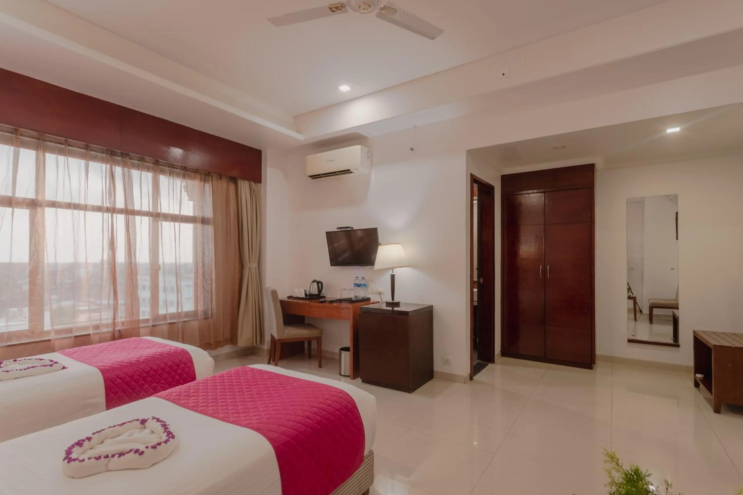 View (from property/room), Bed in Diamond Palace Lords Plaza Nepalgunj