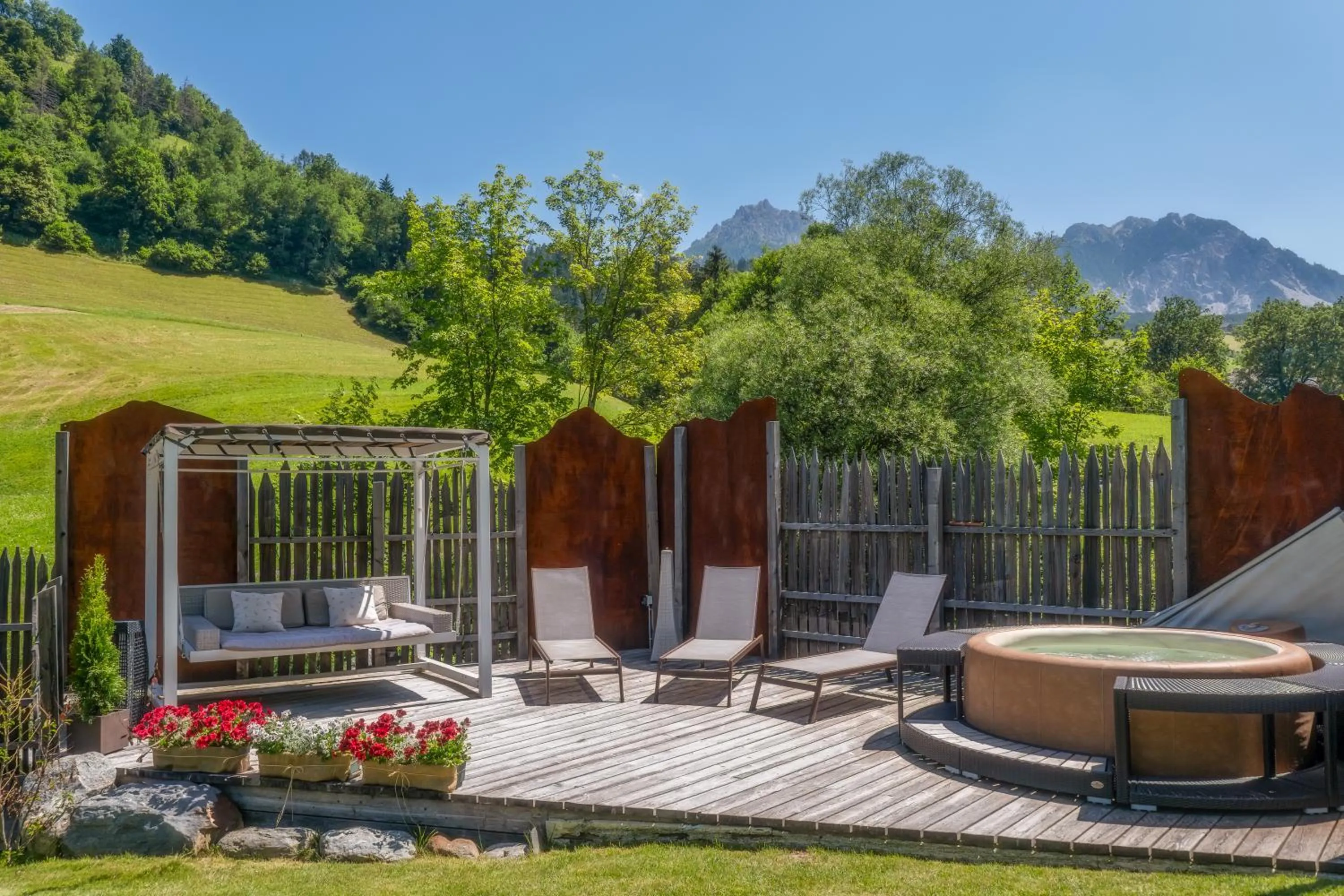 Hot Tub in Alpine Mountain Chalet