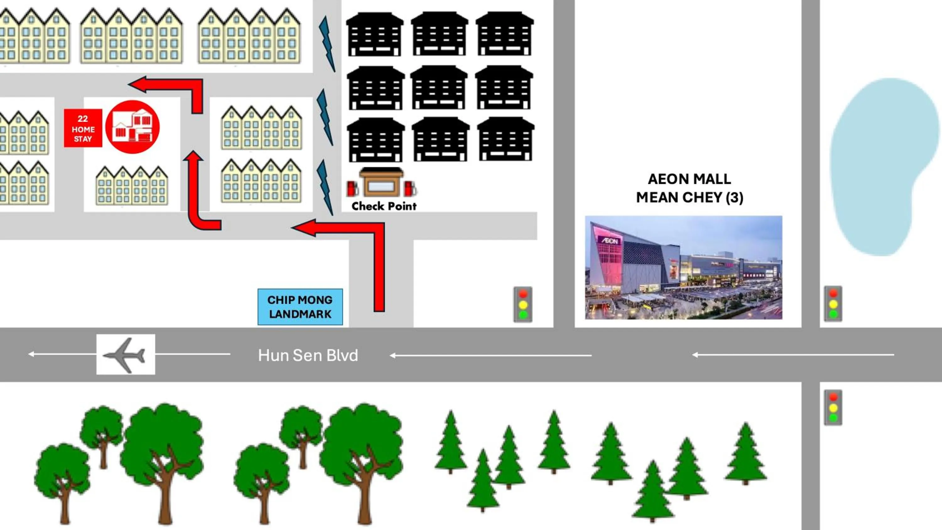 Landmark view in 22 Homestay-near AEON Mall 3 & Techo International Aiport