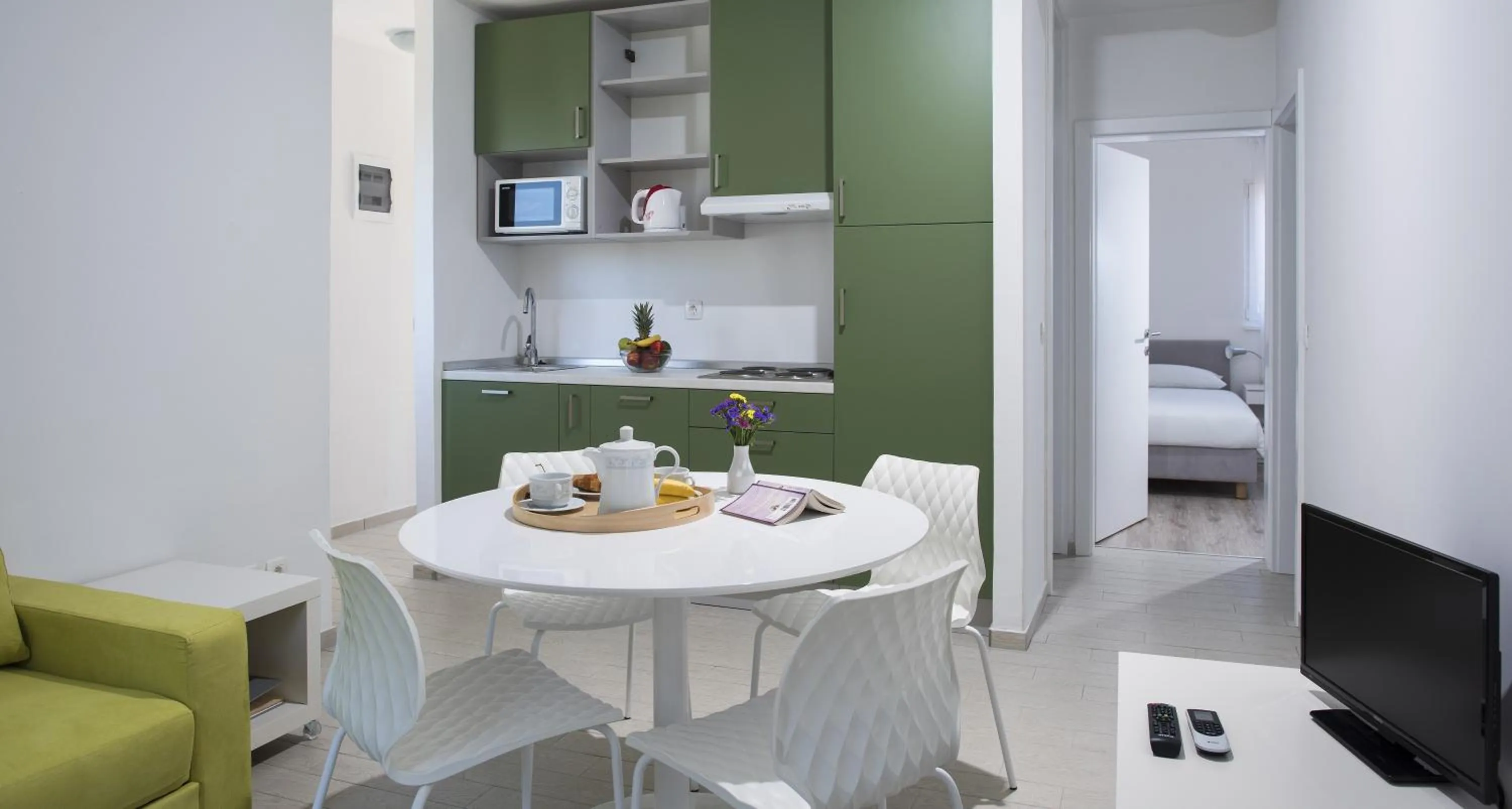 Kitchen or kitchenette, Bed in Aminess Vival Port9 Residence