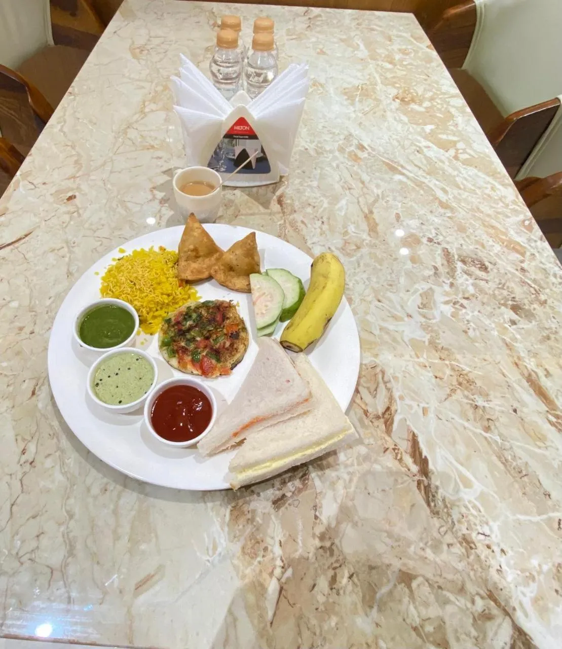 Buffet breakfast in The Grand Murli Hotel, City Light Road, Surat