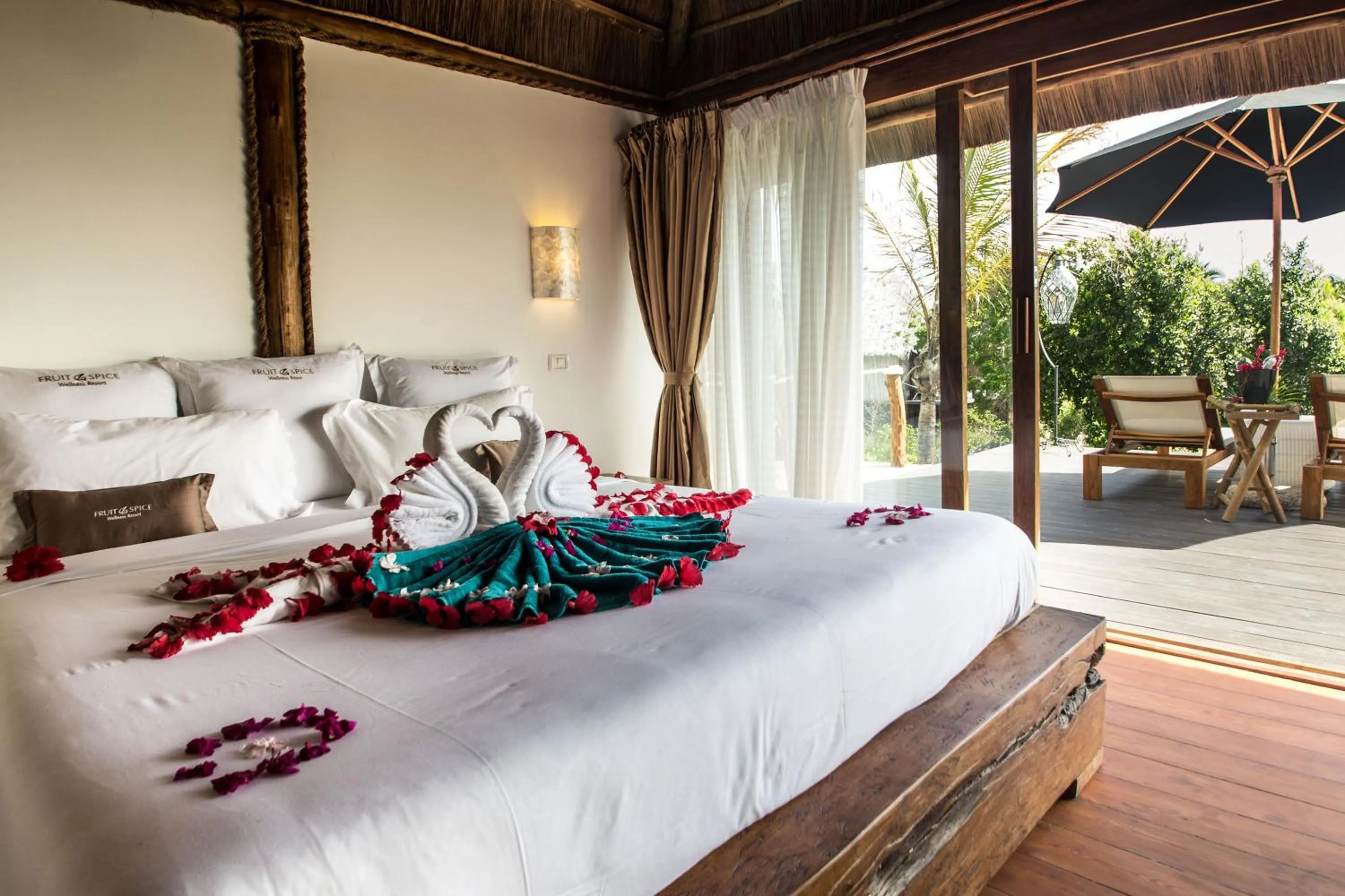 View (from property/room), Bed in Fruit & Spice Wellness Resort Zanzibar