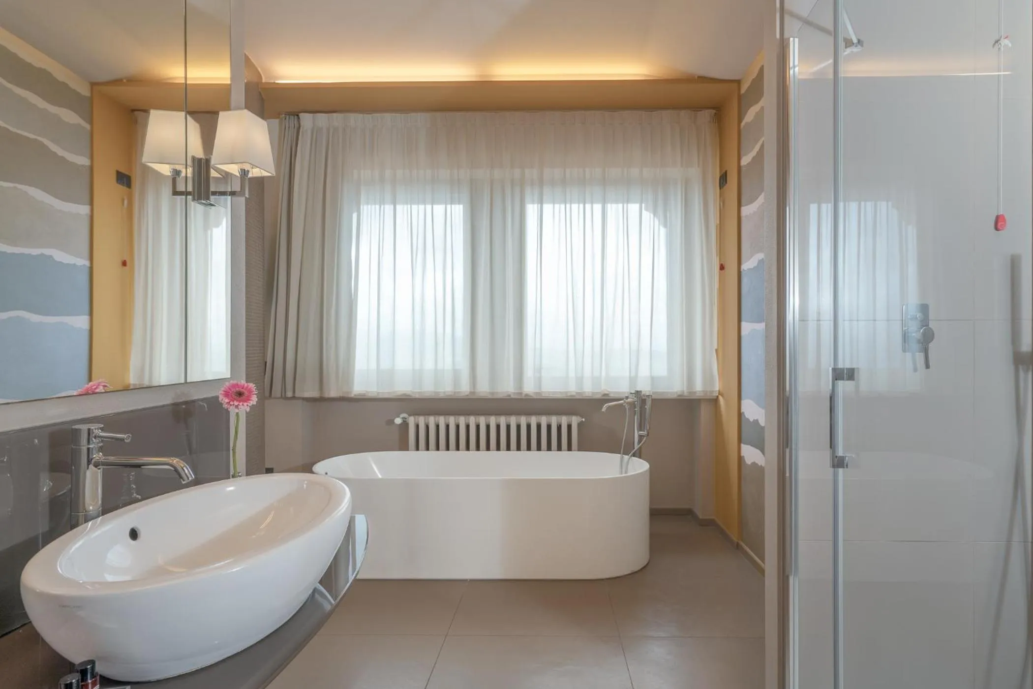 Bathroom, Bed in Titano Suites