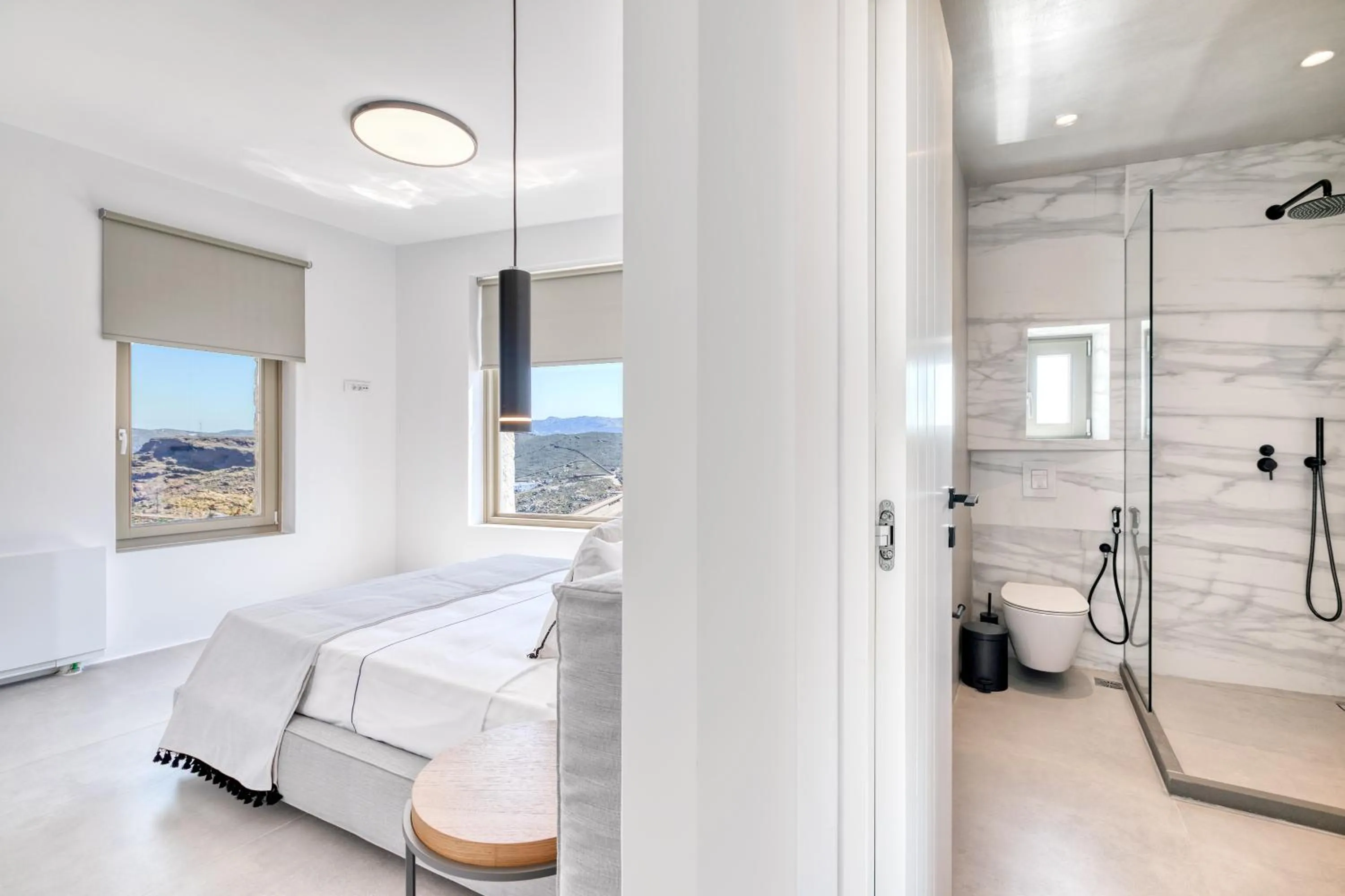 Shower, Bed in Nasta Suites & Villas Intentional Living Mykonos