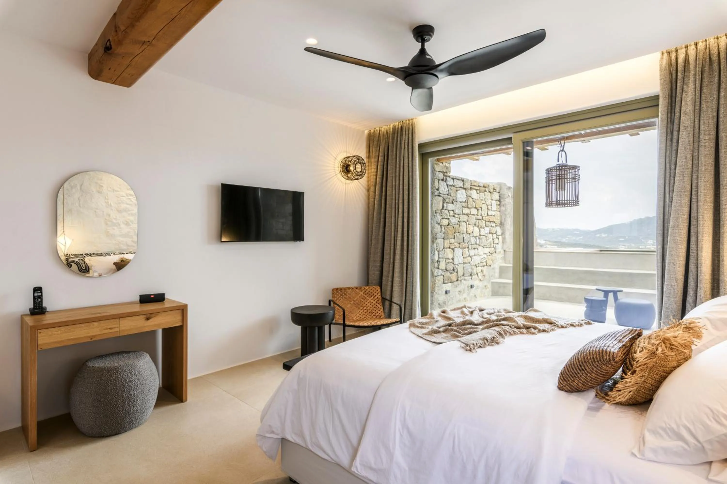 Bed in Nasta Suites & Villas Intentional Living Mykonos