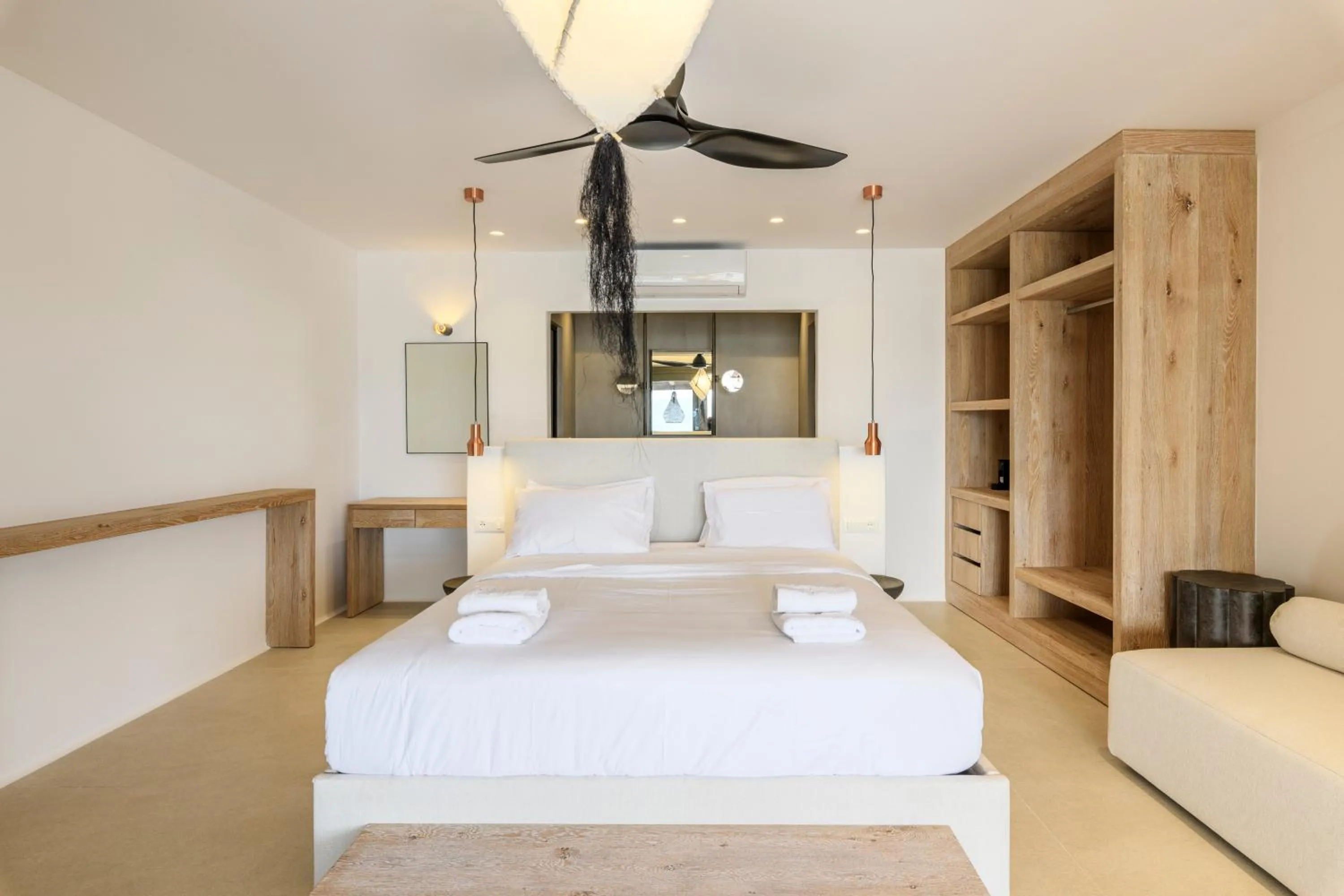 Bed in Nasta Suites & Villas Intentional Living Mykonos