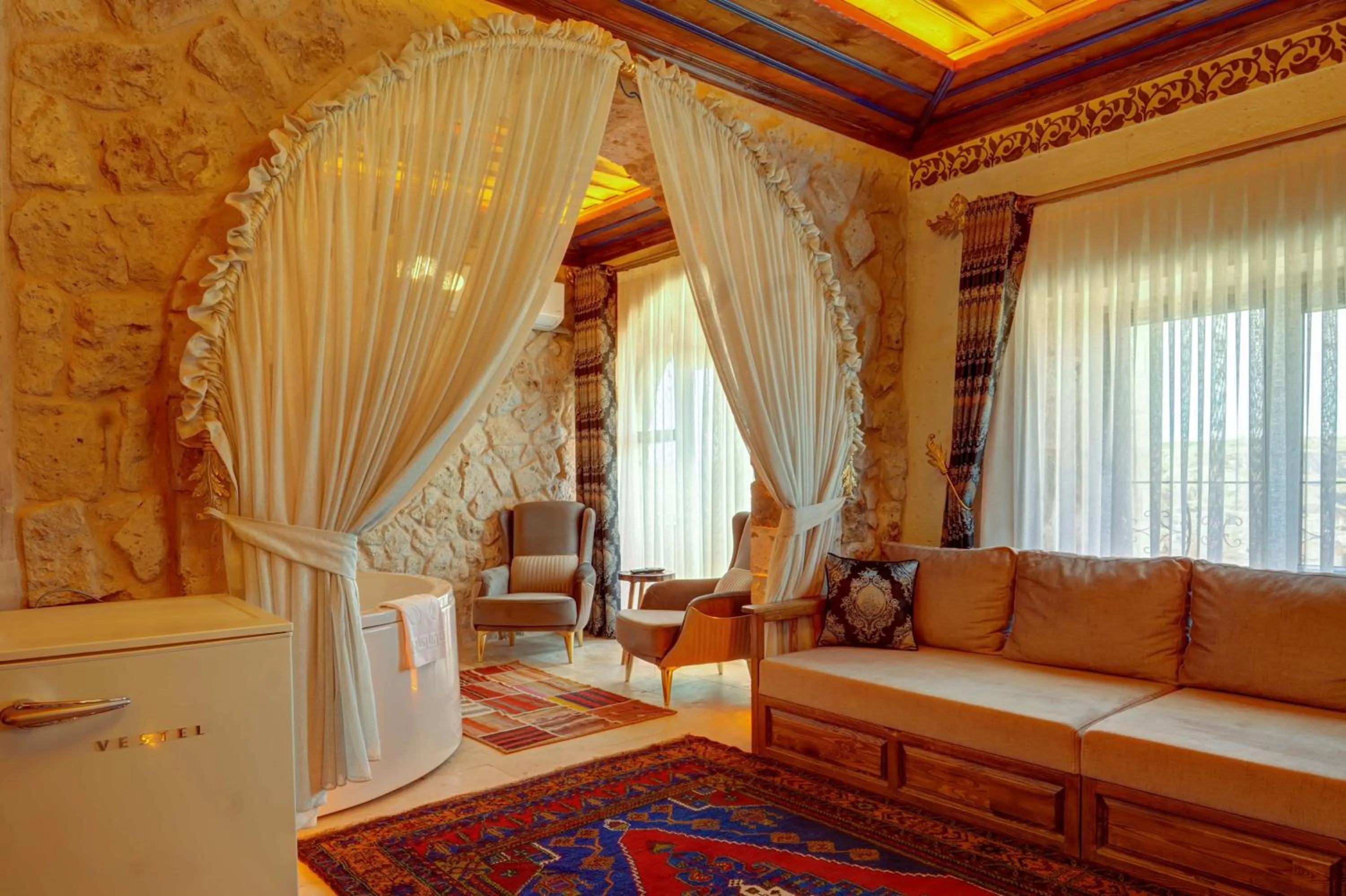 Living room in Kasr-ı Kapadokya Cave Suites