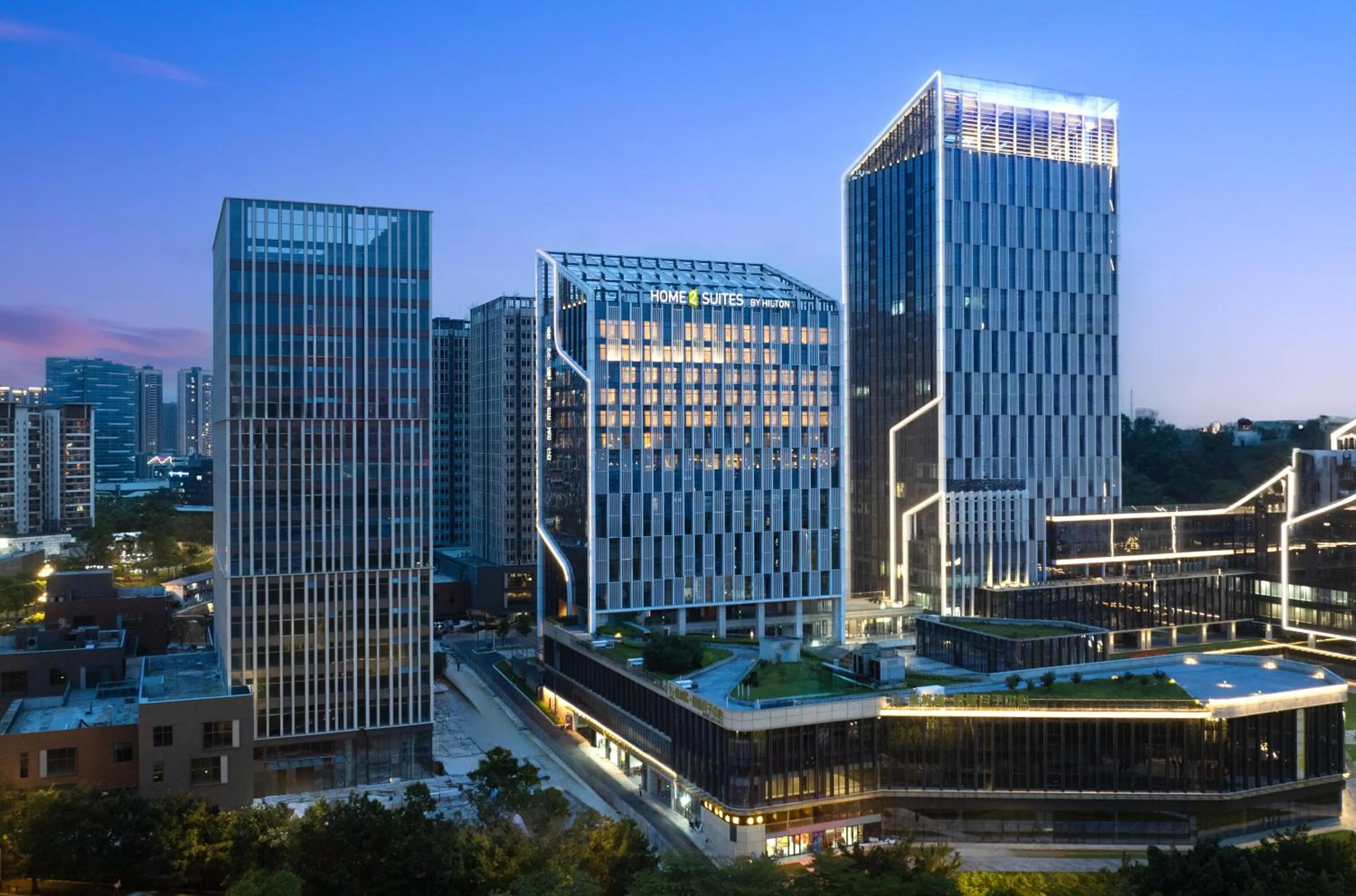 Property building in Home2 Suites by Hilton Guangzhou Huangpu Science City Free shuttle buses are provided during the Canton Fair
