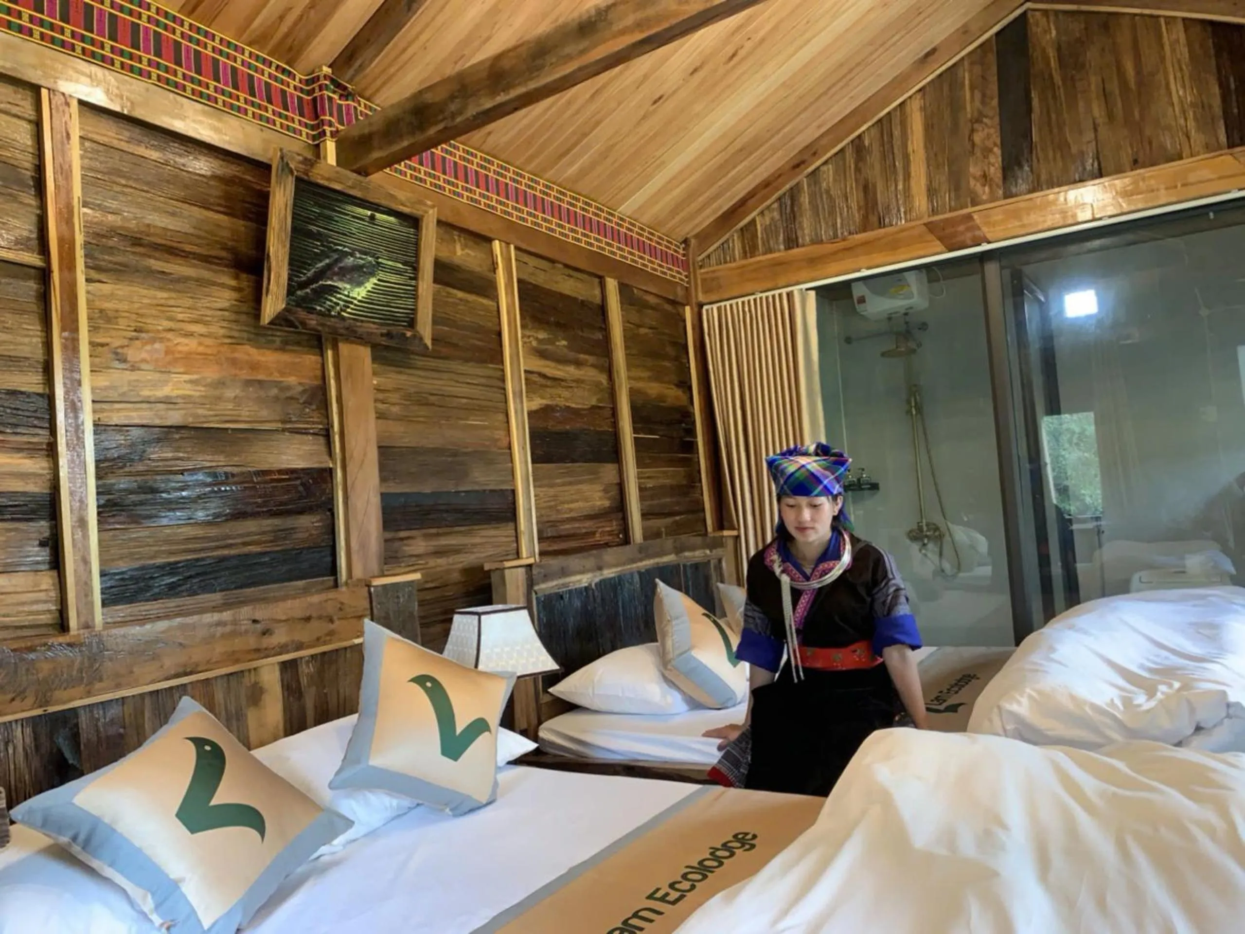 Bed in Lam Ecolodge Mu Cang Chai