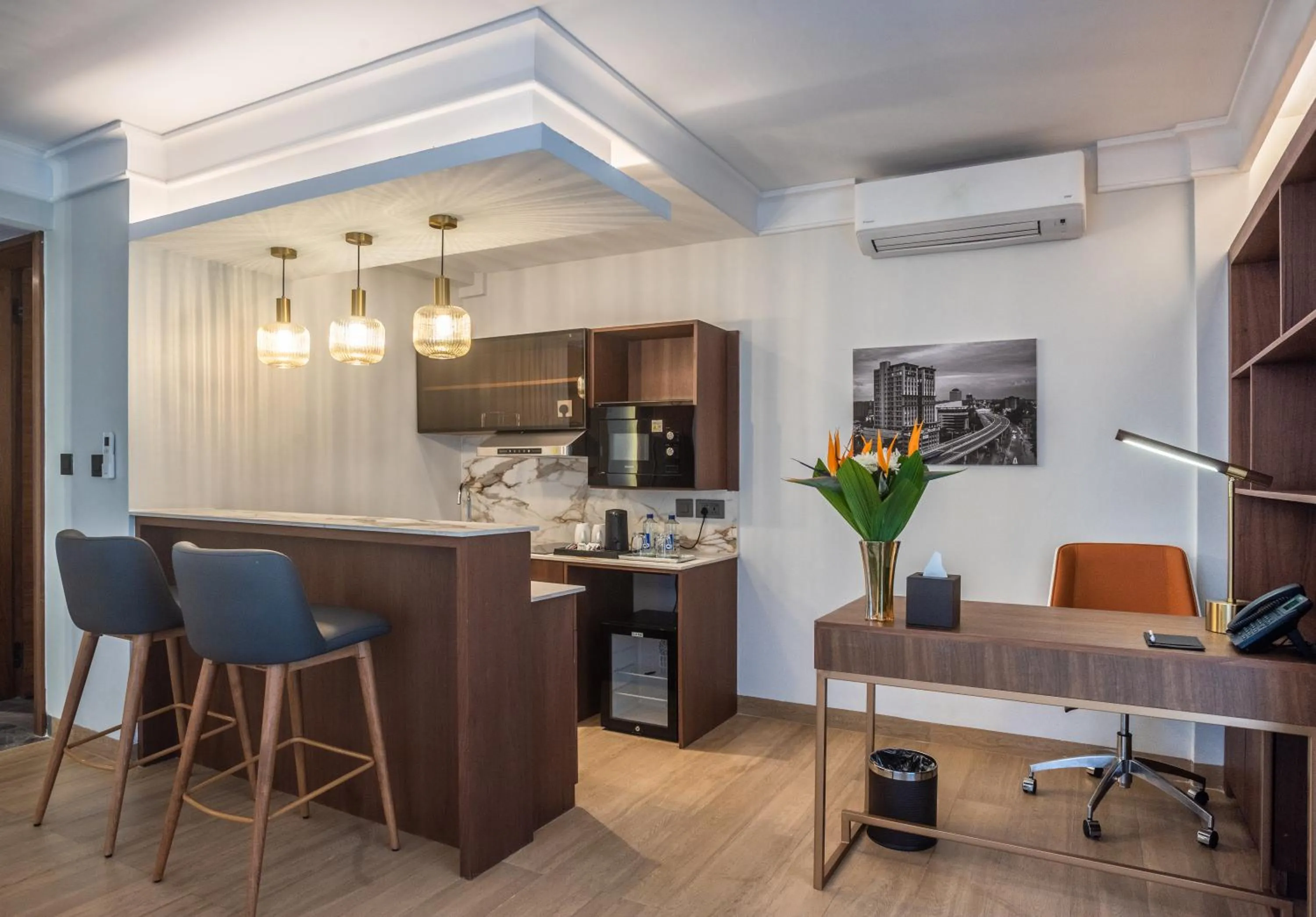 Kitchen or kitchenette in Okash City Boutique Hotel