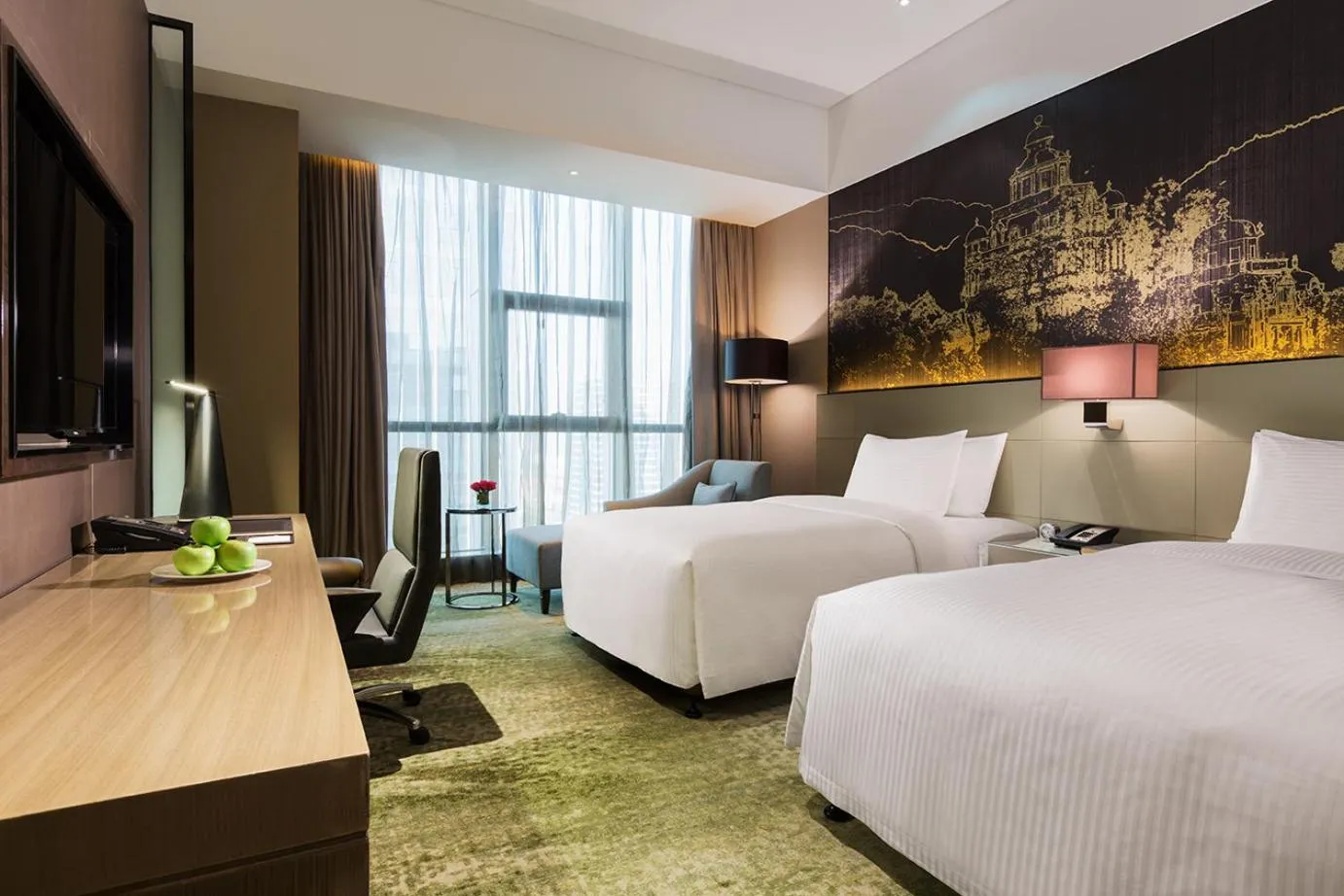 Photo of the whole room, Bed in Wanda Realm Jiangmen