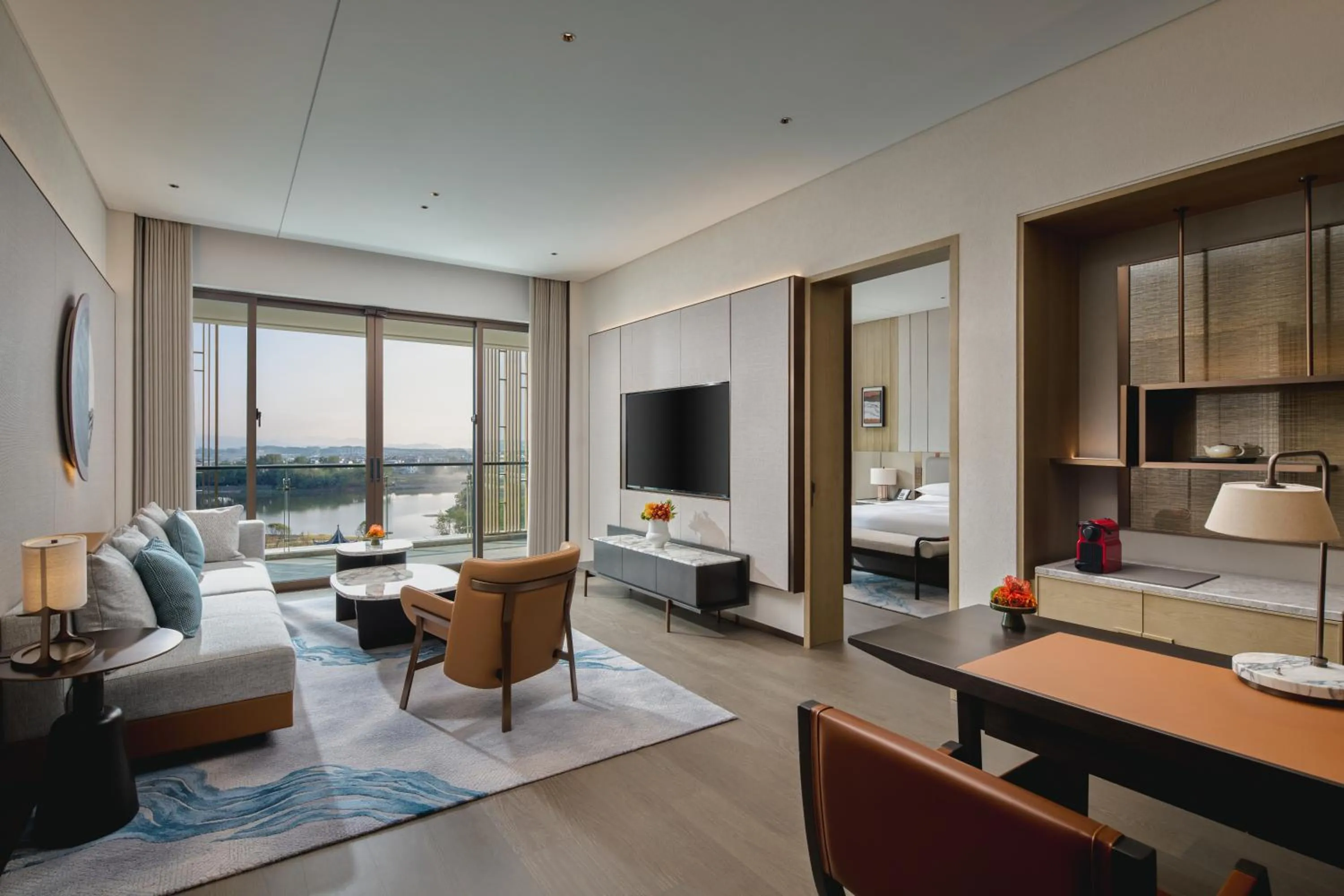 Living room, Bed in Hyatt Regency Huangshan Hengjiangwan