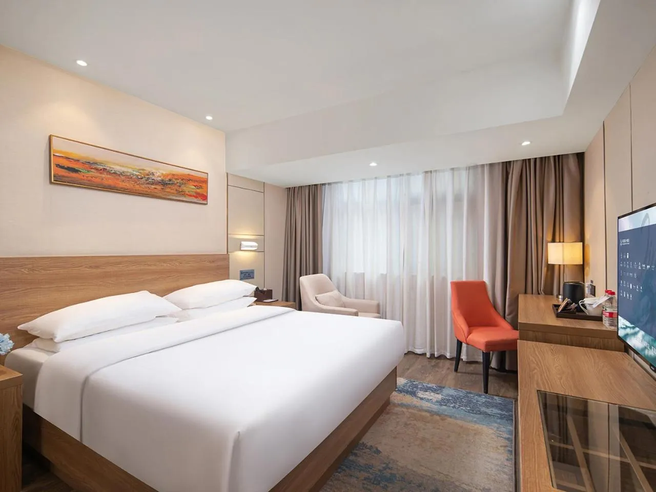 Bedroom, Bed in Guangzhou Baiyun Airport Renhe Cornet International Chain Hotel