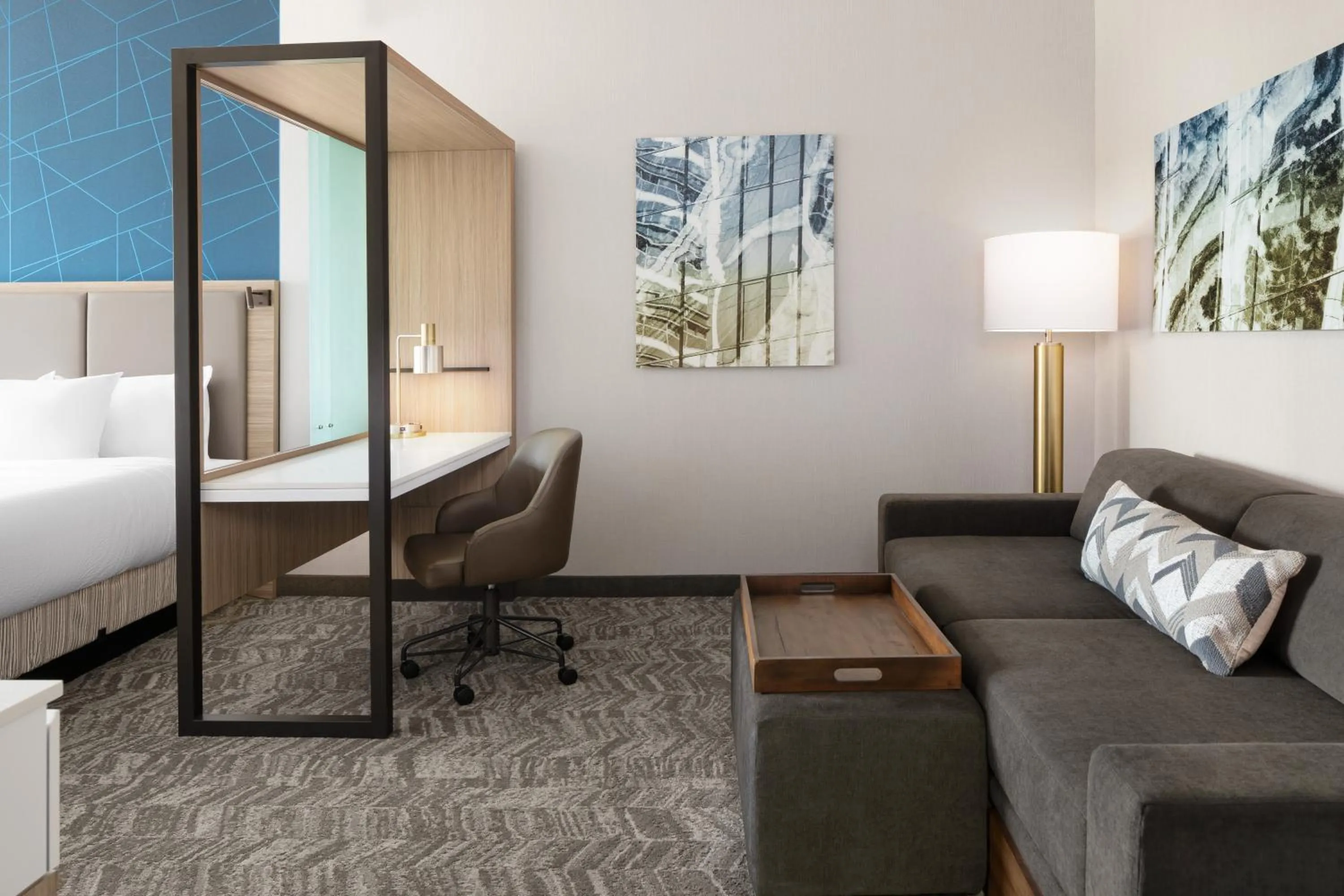 Seating area, Bed in SpringHill Suites by Marriott Raleigh Garner