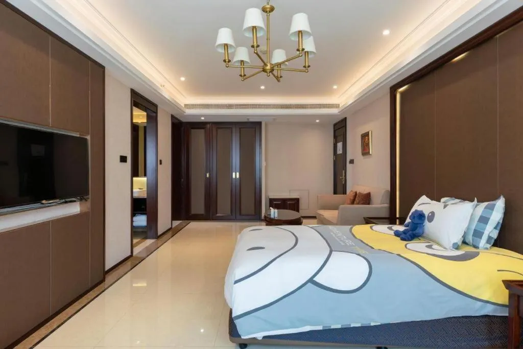 Bed in Sky World Hotel Qingdao