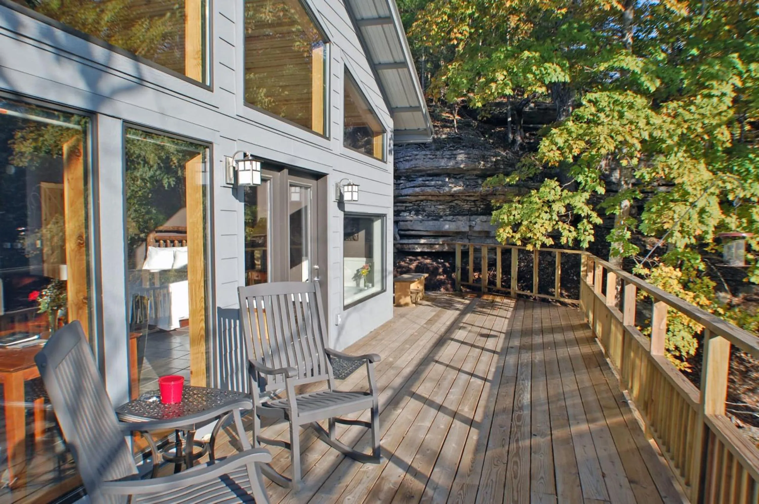 Balcony/Terrace in Beaver Lakefront Cabins - Couples Only Getaways