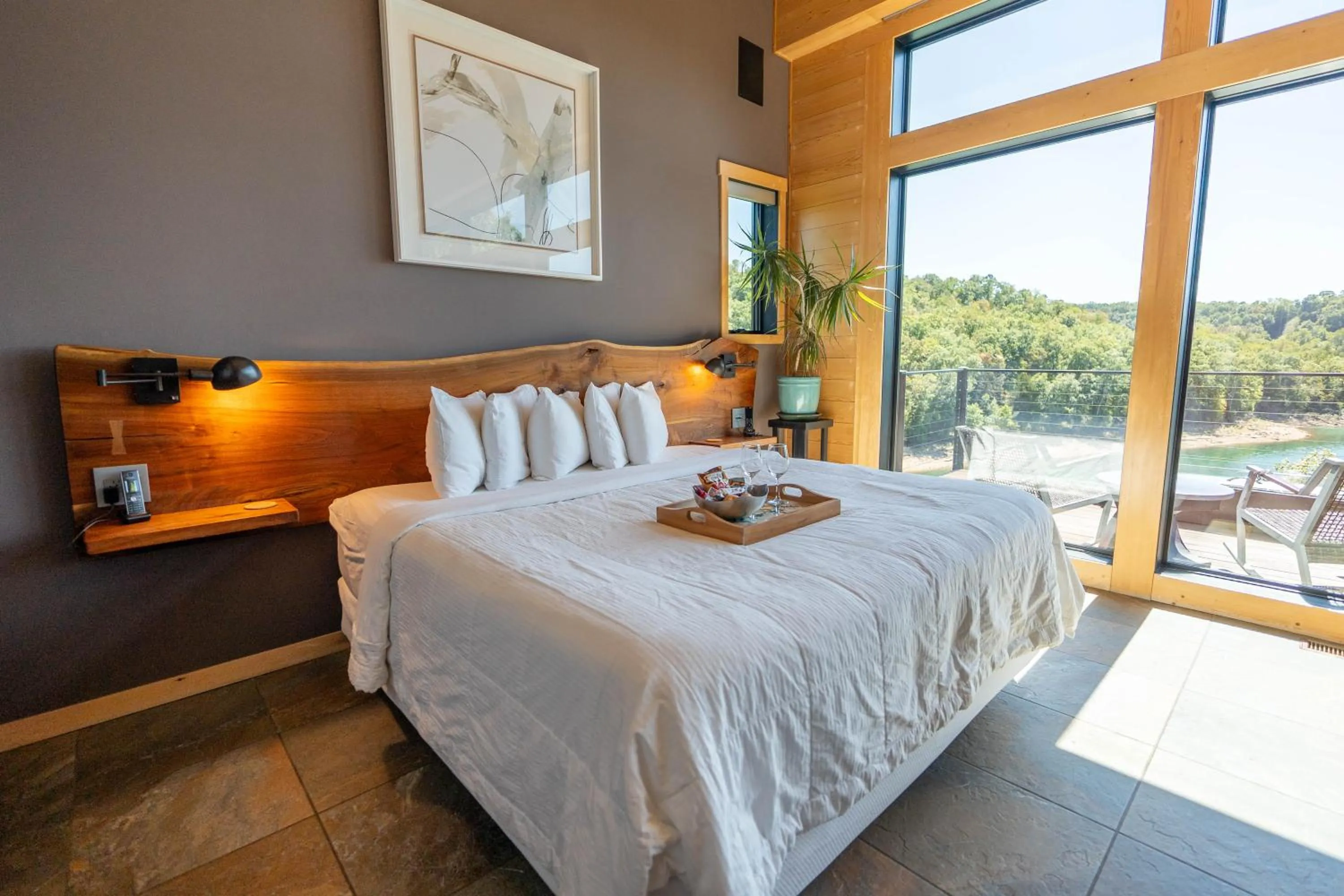 Bed in Beaver Lakefront Cabins - Couples Only Getaways