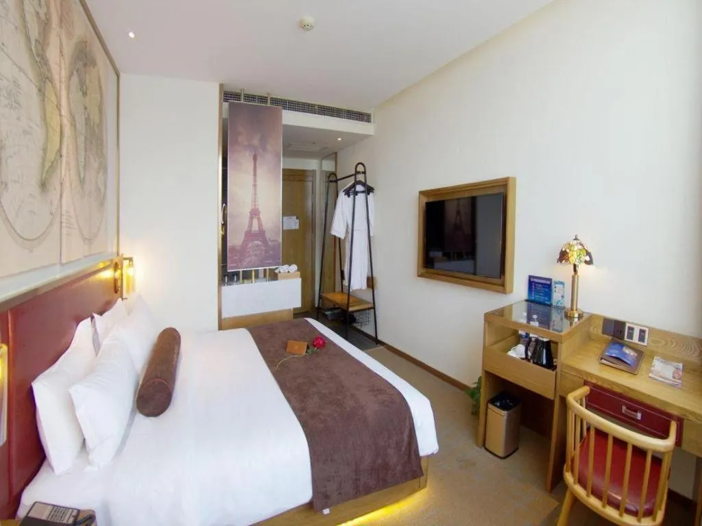 Bed in James Joyce Coffetel Beijing Yizhuang Rongjing East Street Subway Station