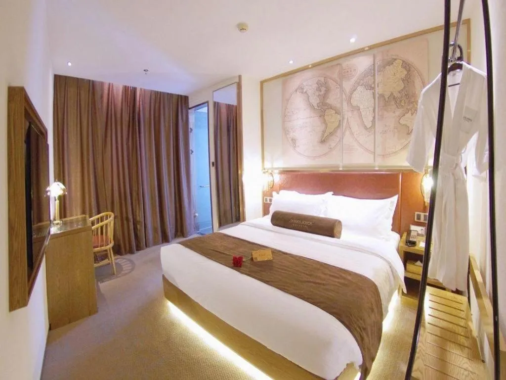 Bed in James Joyce Coffetel Beijing Yizhuang Rongjing East Street Subway Station