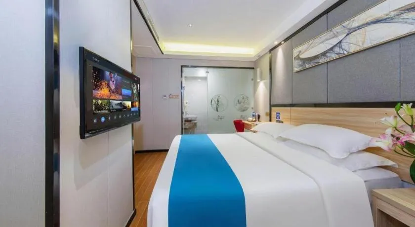 Bed in Wenxing Hotel Guangzhou Gangding Metro Station Branch