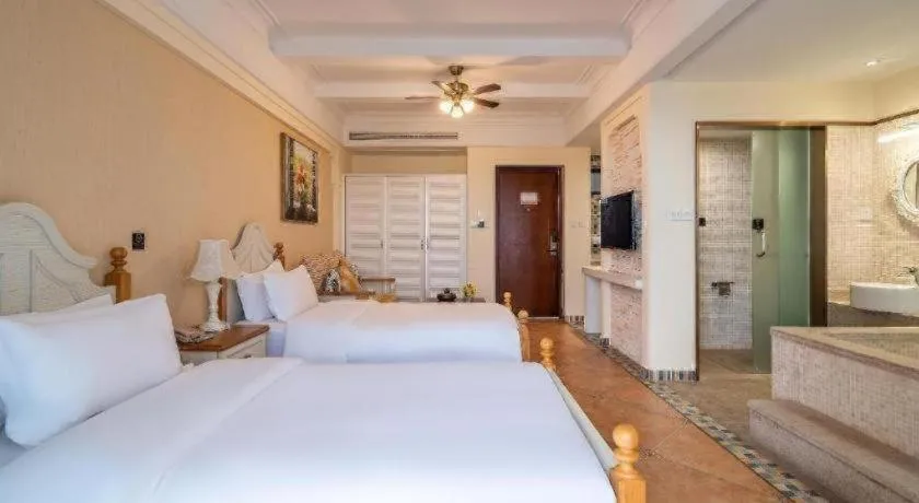 Bed in Poltton International Service Apartment Fujian Changtai Mayangxi