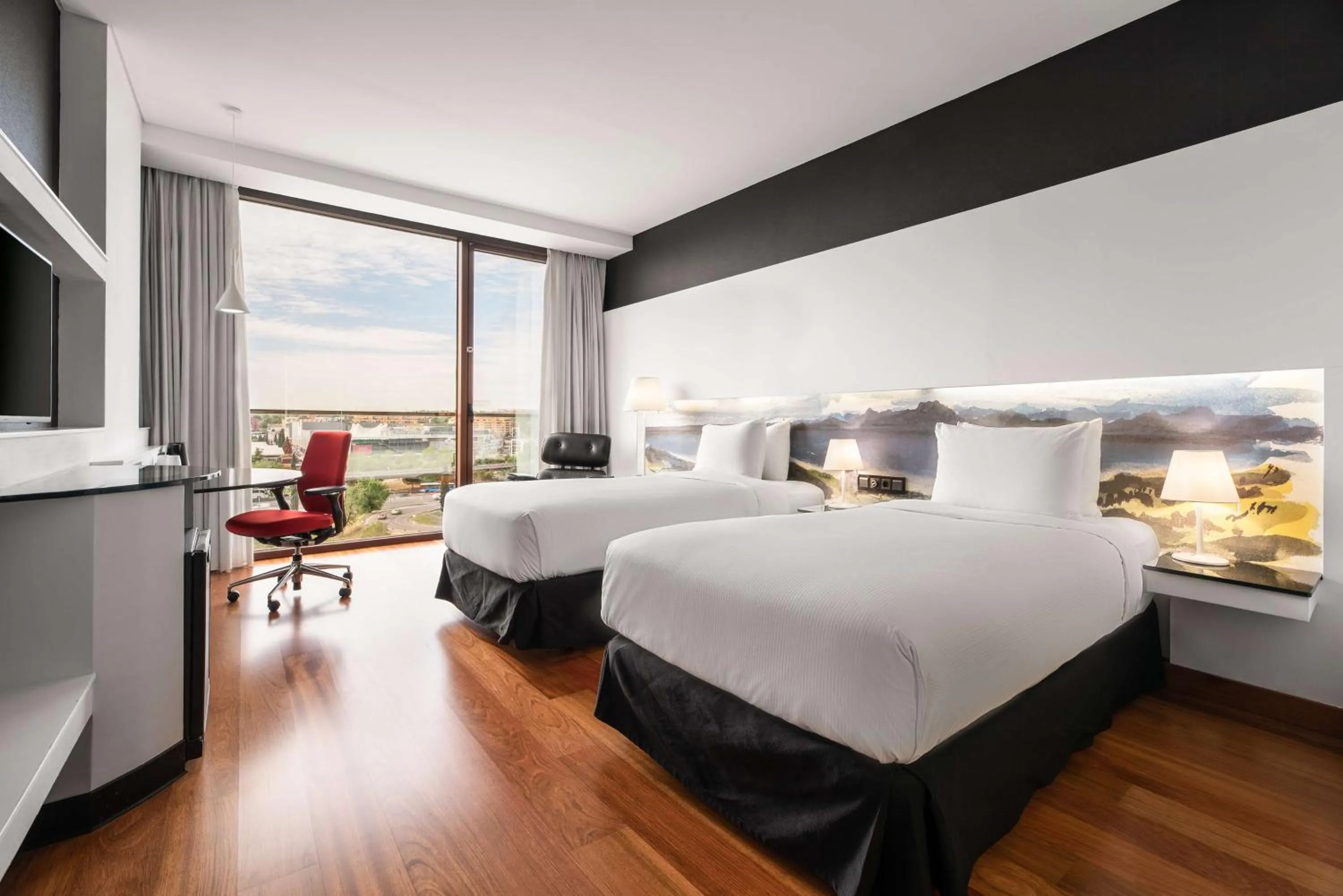 Bed in Hilton Madrid Airport