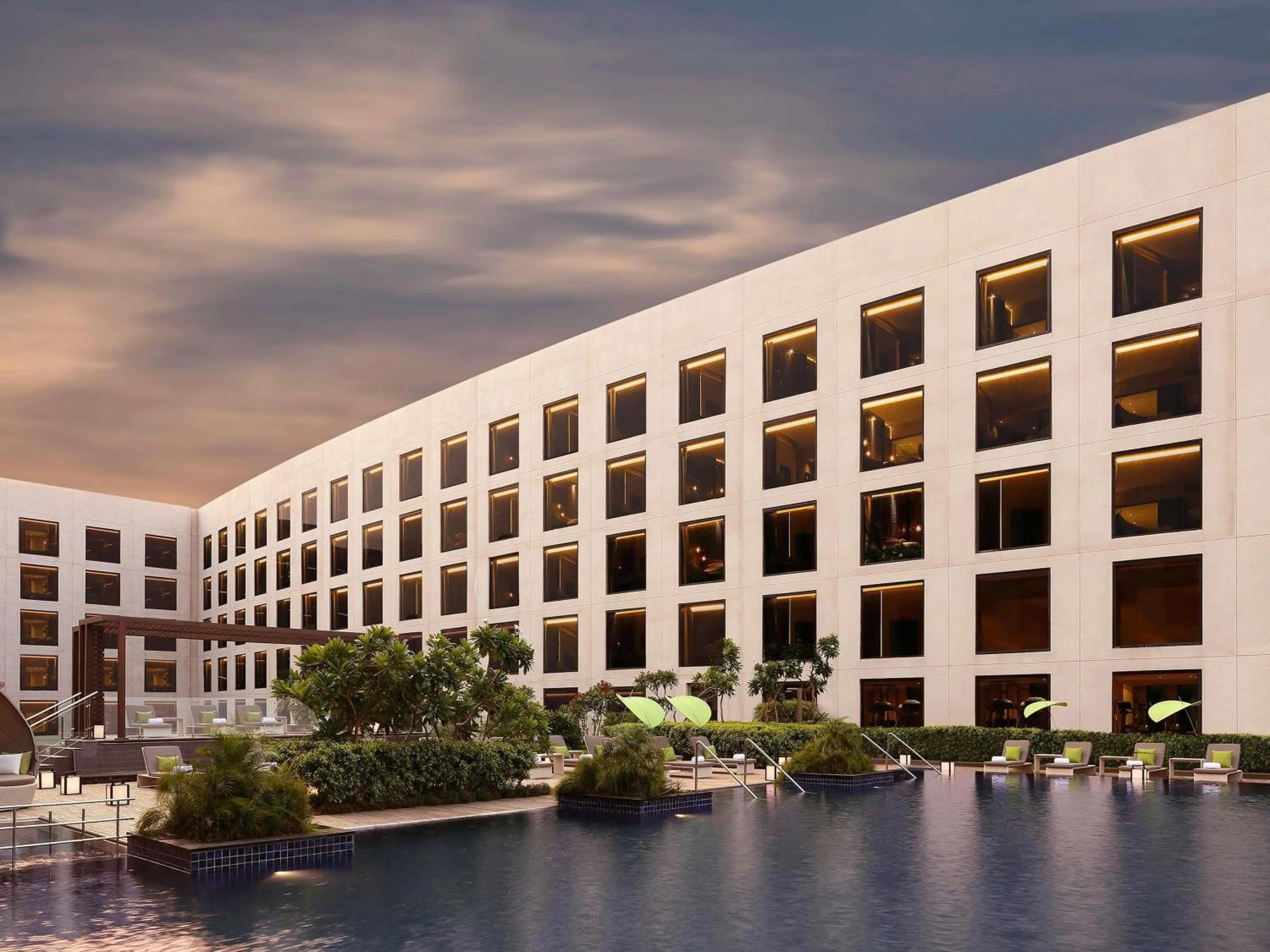 Pool view in Pullman New Delhi Aerocity