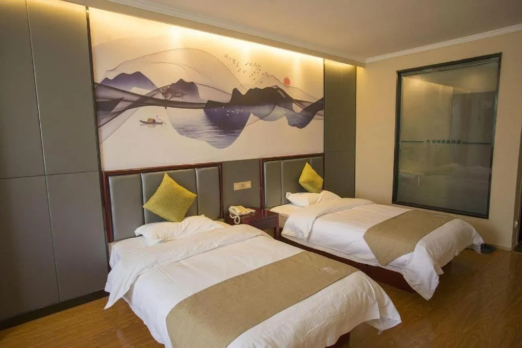 Bed in GreenTree Inn Anhui Fuyang Funan East Huaihe Road Express Hotel