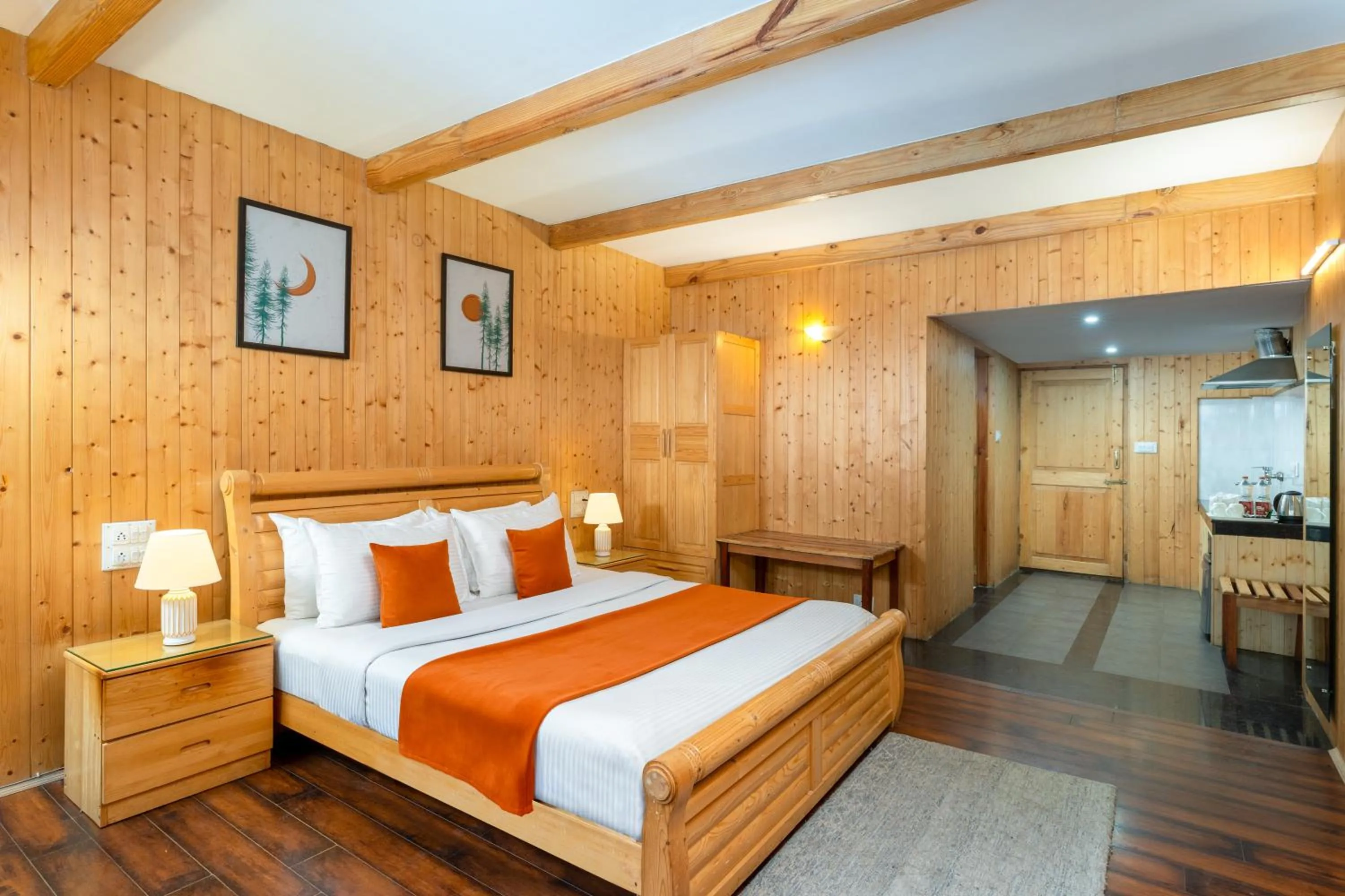 Bed in The Pine Chalet Manali