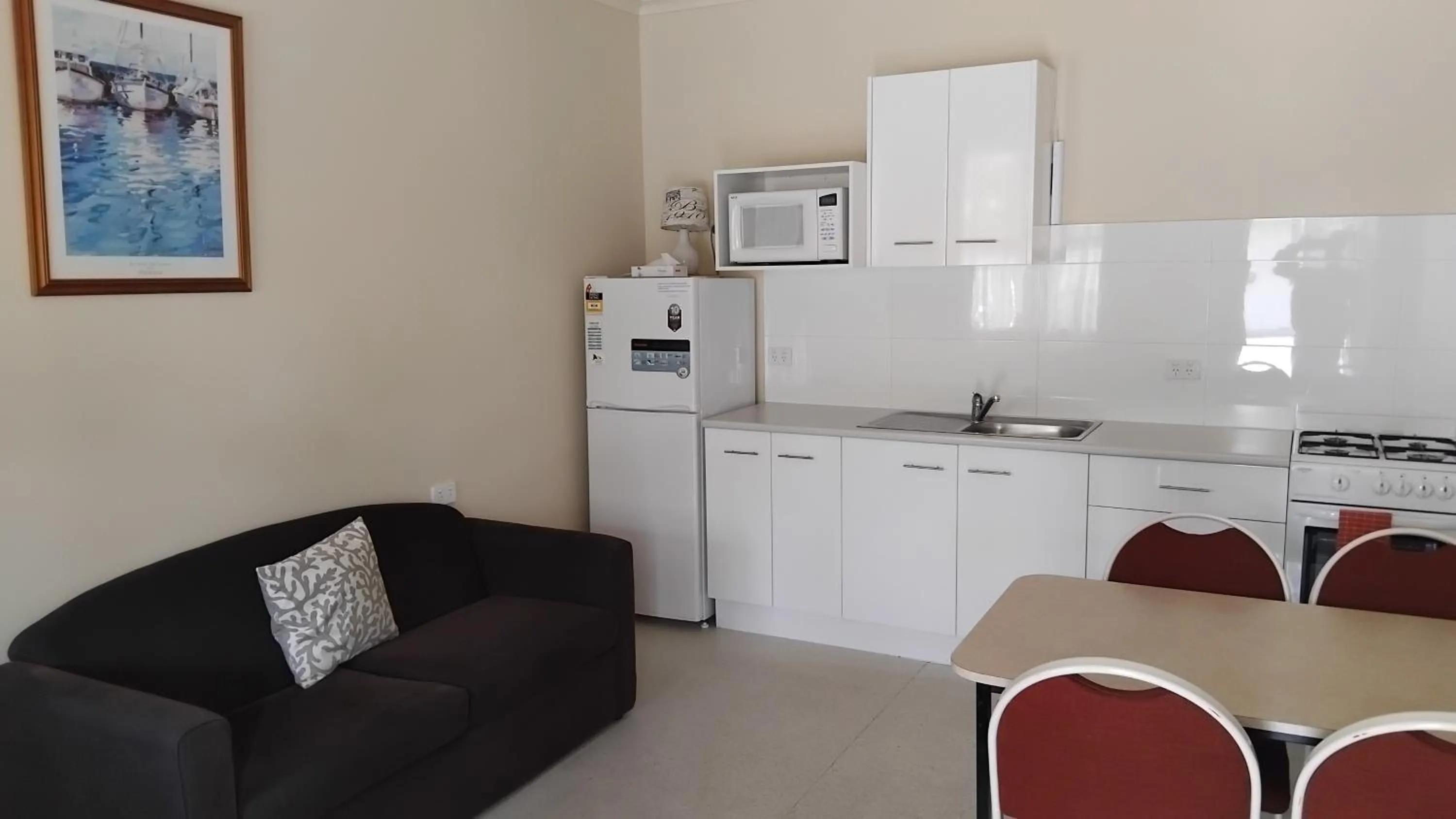 Living room in Lakes Entrance Holiday Units