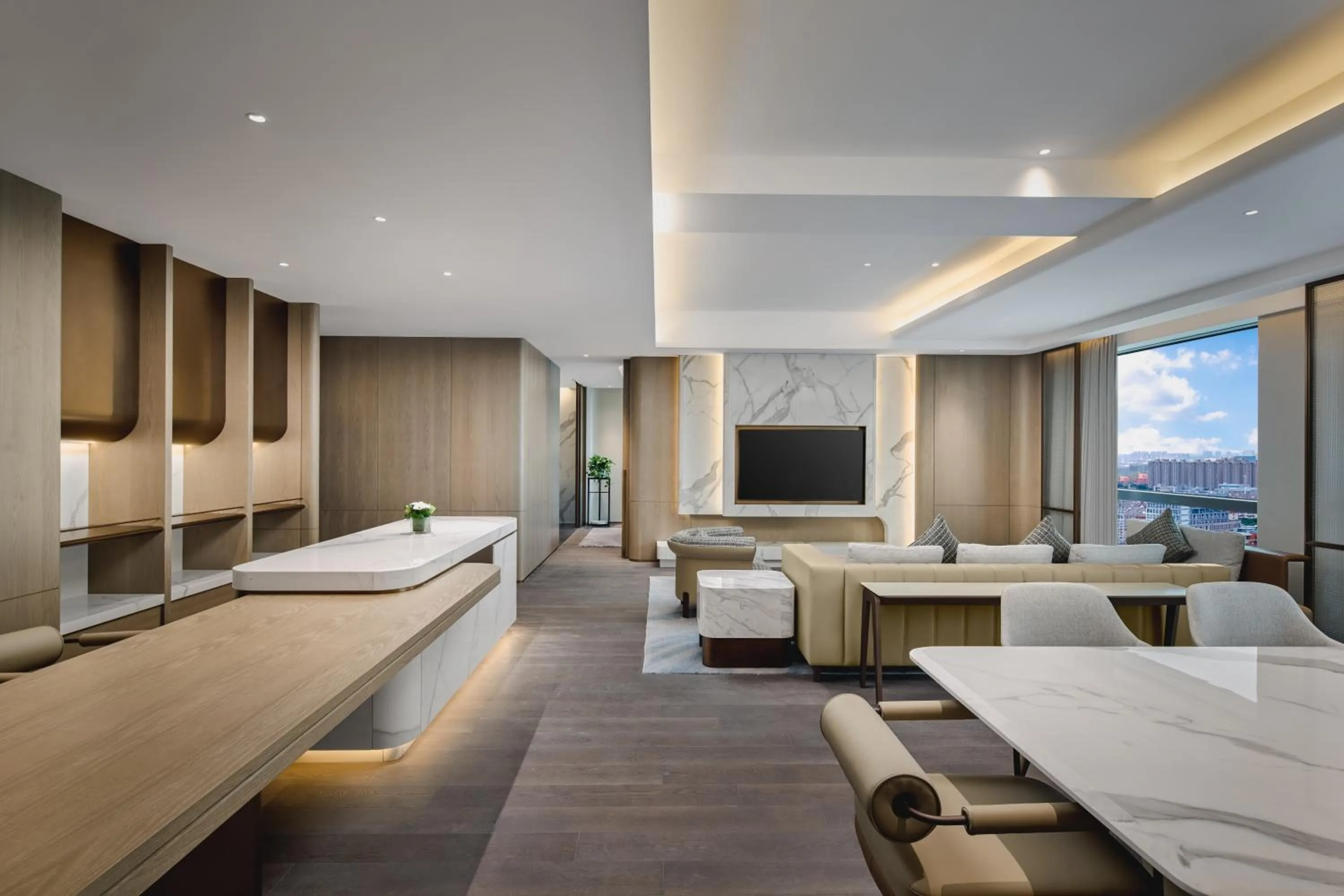 Living room, Bed in Crowne Plaza Kunshan East by IHG