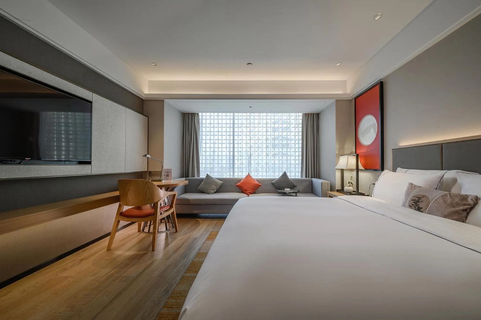 Photo of the whole room, Bed in ECHENG Hotel, Nanning Wanda Plaza Convention and Exhibition Center