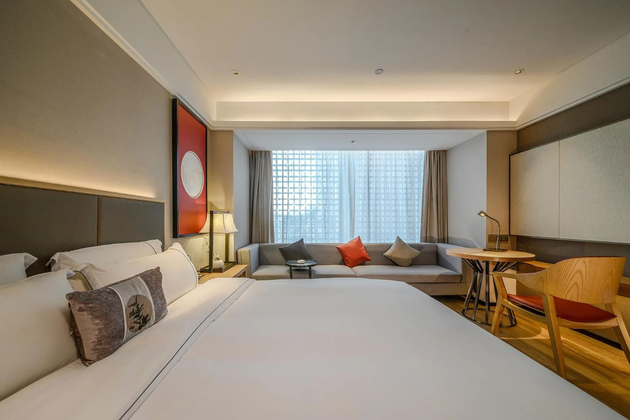 Photo of the whole room, Bed in ECHENG Hotel, Nanning Wanda Plaza Convention and Exhibition Center