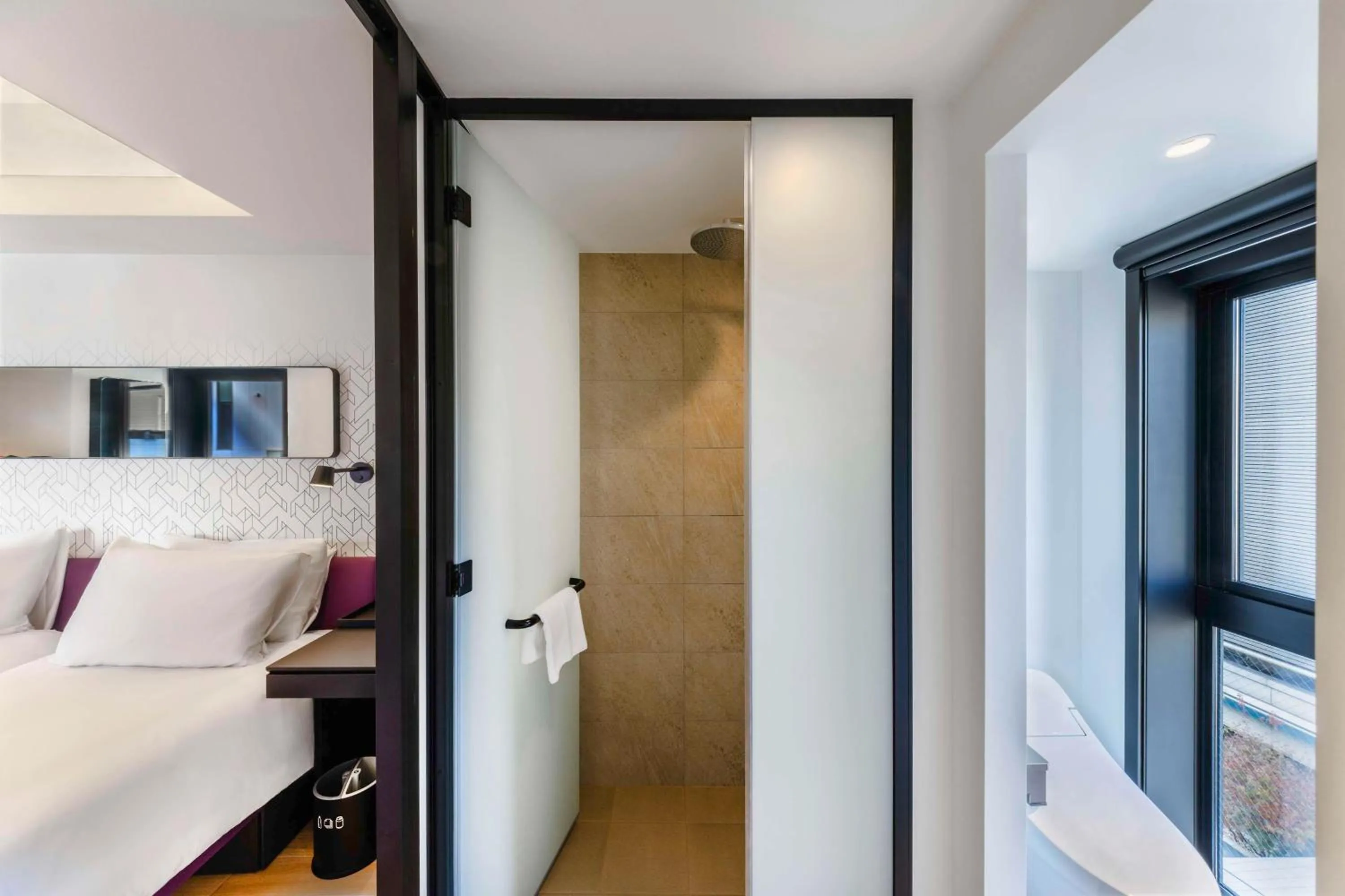 Bathroom, Bed in YOTEL Tokyo Ginza