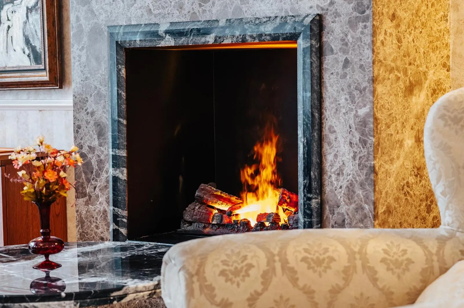 fireplace in Tbilisi Laerton Hotel