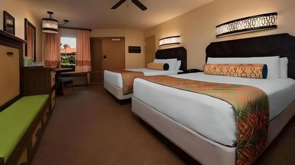 Bed in Disney's Caribbean Beach Resort