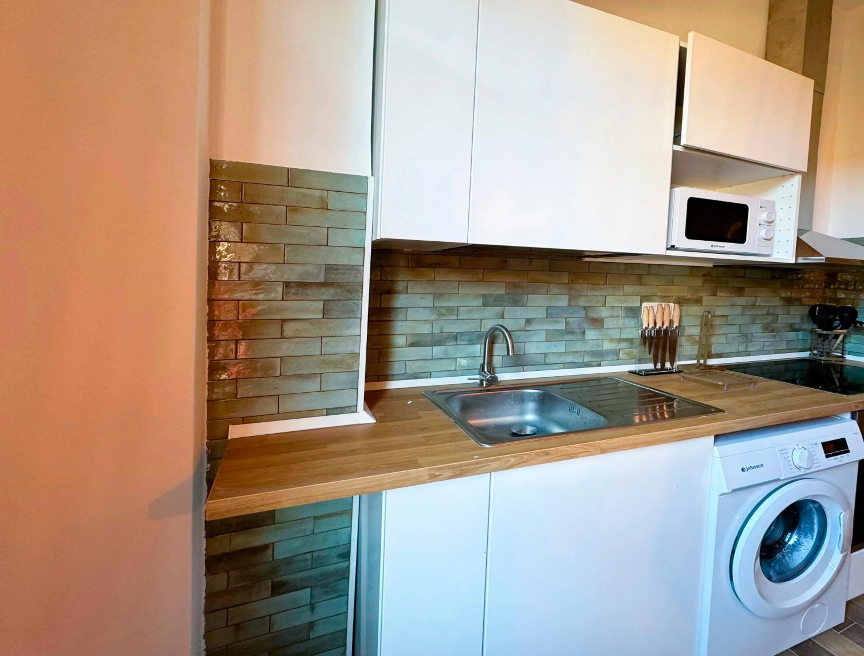 Kitchen or kitchenette in Apartamentos Plaza San Agustín 3000