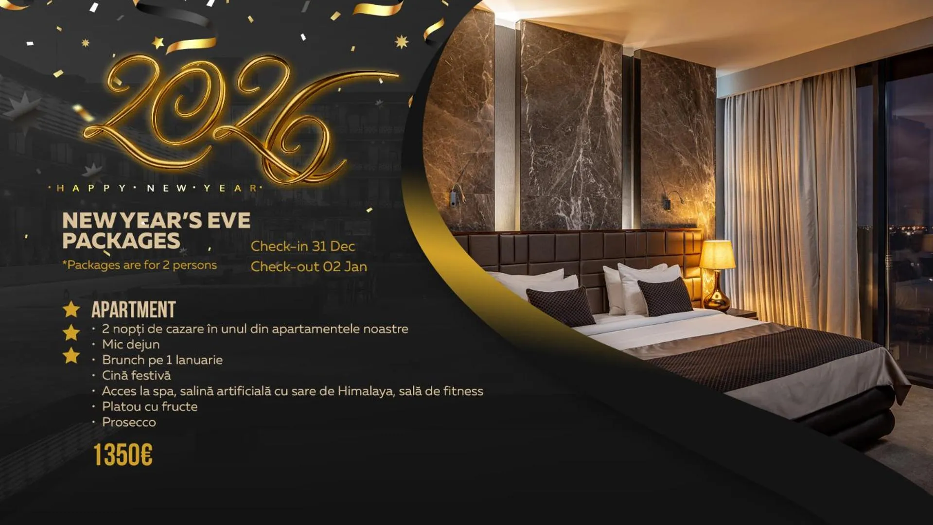 Text overlay, Bed in Sky Blue Hotel & Spa