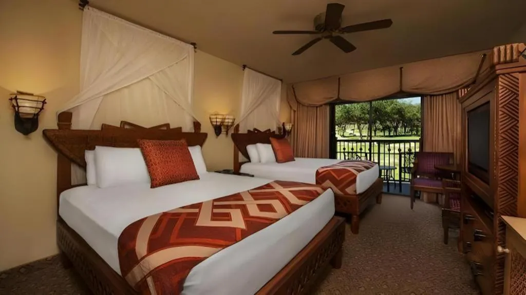 Bed in Disney's Animal Kingdom Lodge