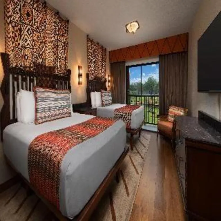 Bed in Disney's Animal Kingdom Lodge