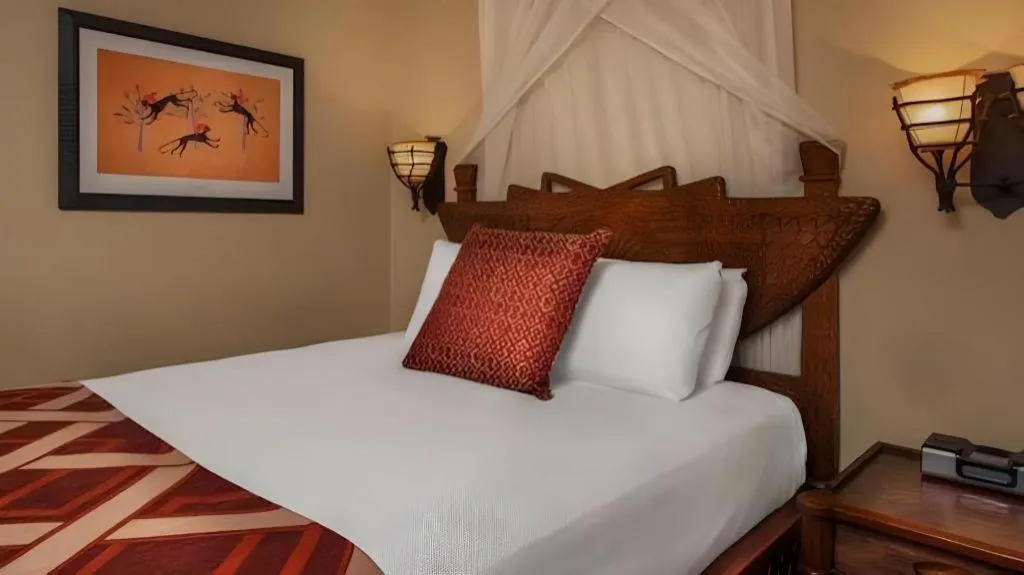 Bed in Disney's Animal Kingdom Lodge
