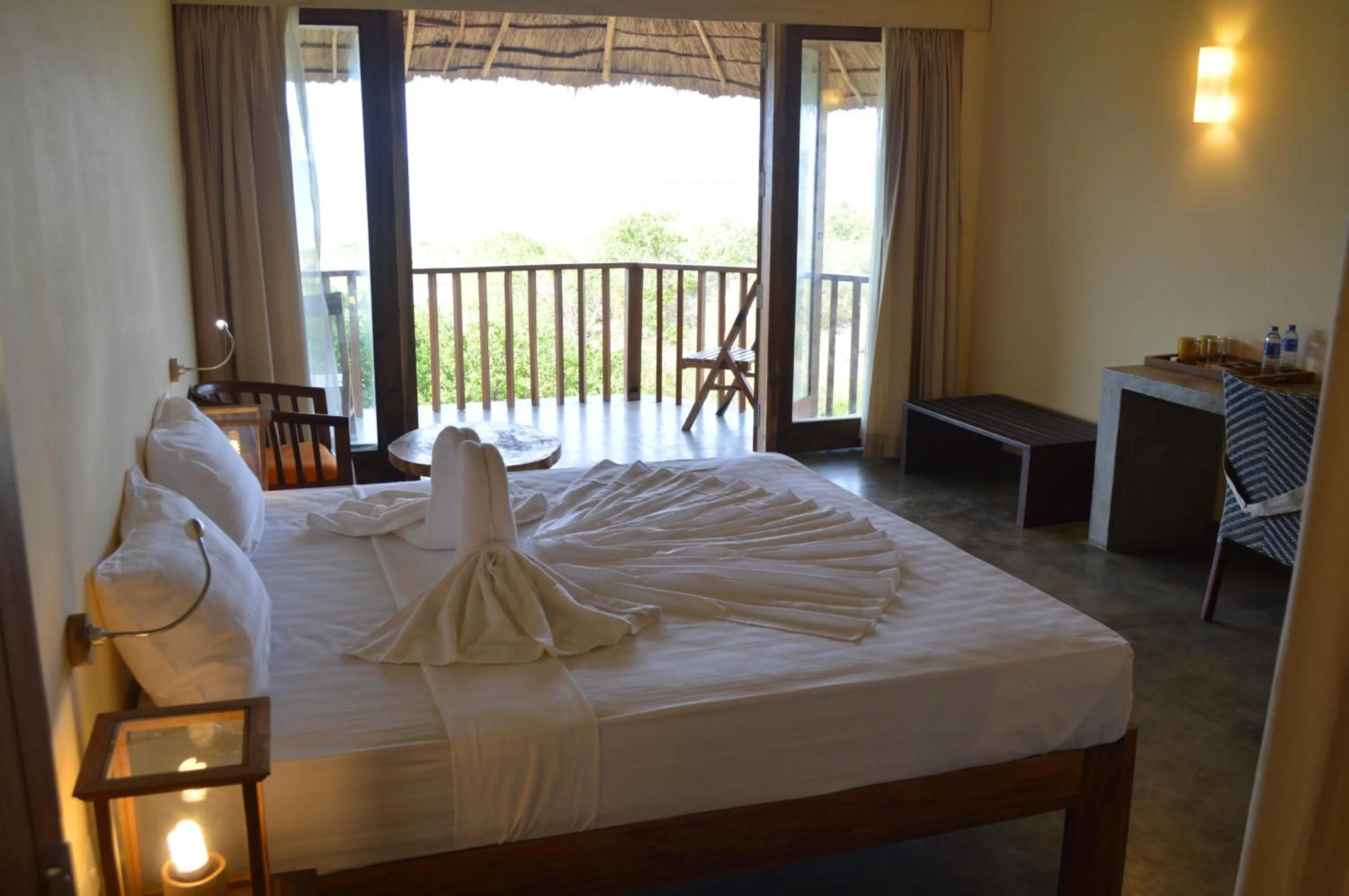 Balcony/Terrace, Bed in Giman Free Beach Resort Pasikuda