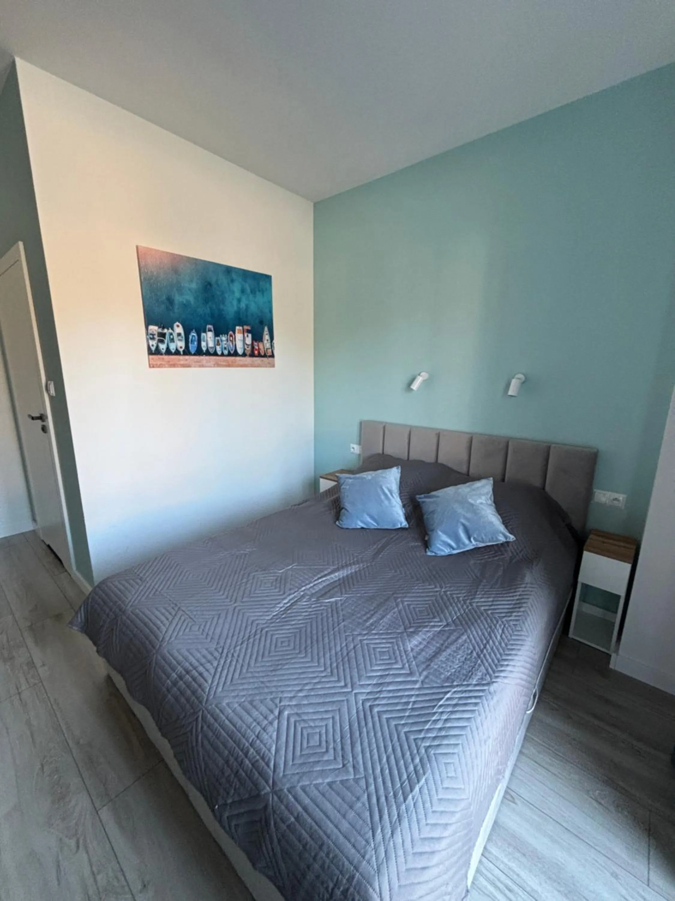 Bed in Flauta Apartamenty Augustów nad Jeziorem Białym