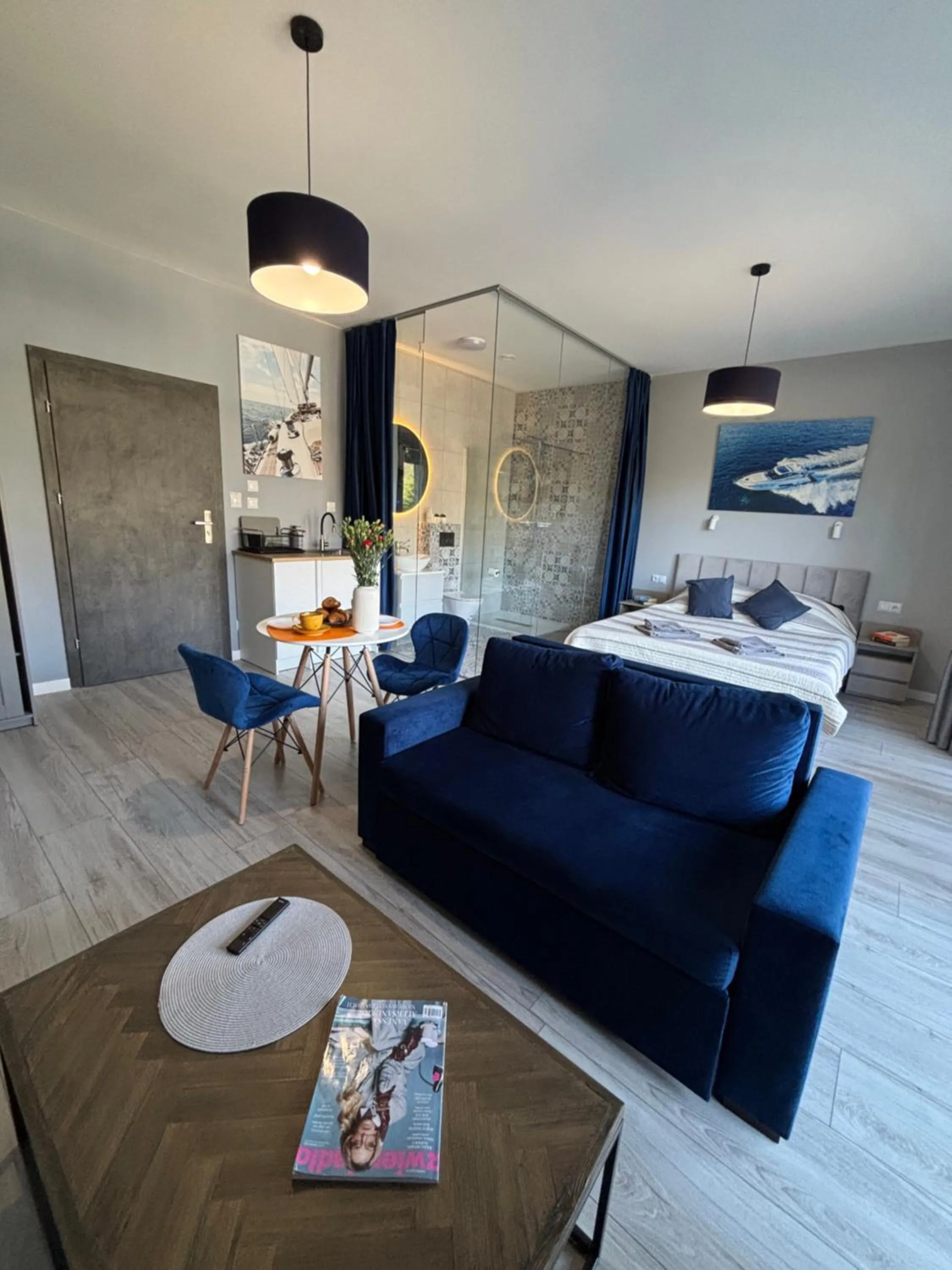 Bed in Flauta Apartamenty Augustów nad Jeziorem Białym