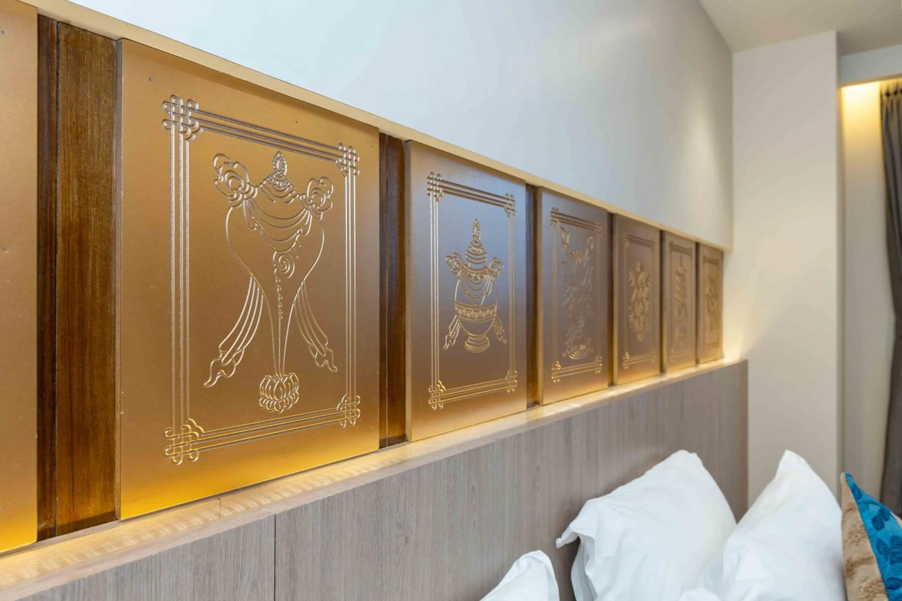 Decorative detail, Bed in Shuvatara Suites & Spa, Thamel