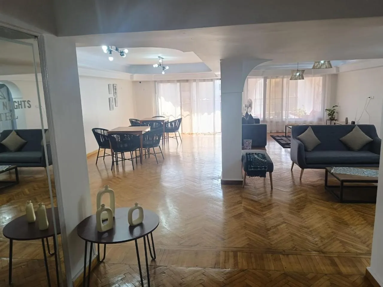 Seating area in Pyramids Nights Hostel